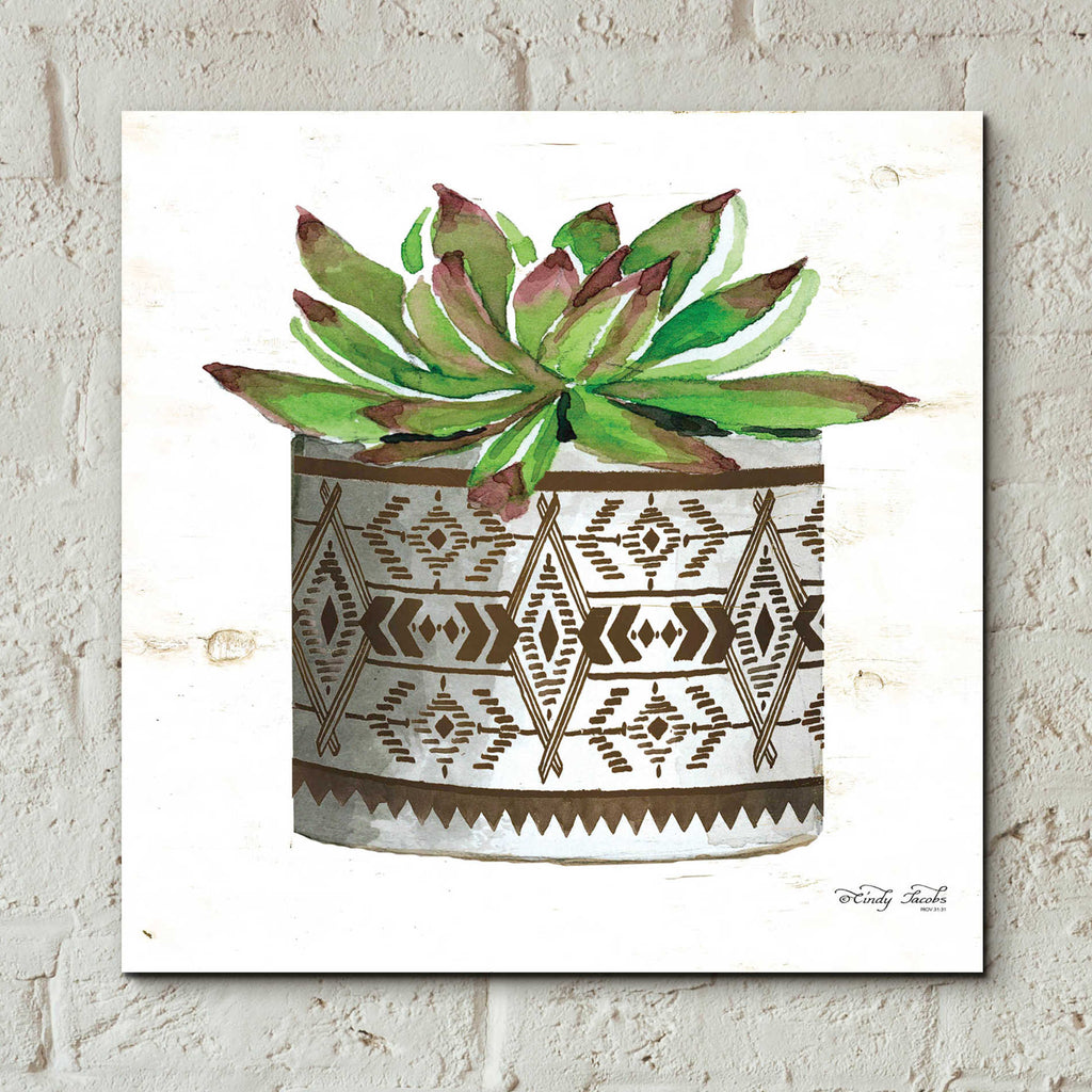 Epic Art 'Mud Cloth Vase VI' by Cindy Jacobs, Acrylic Glass Wall Art,12x12