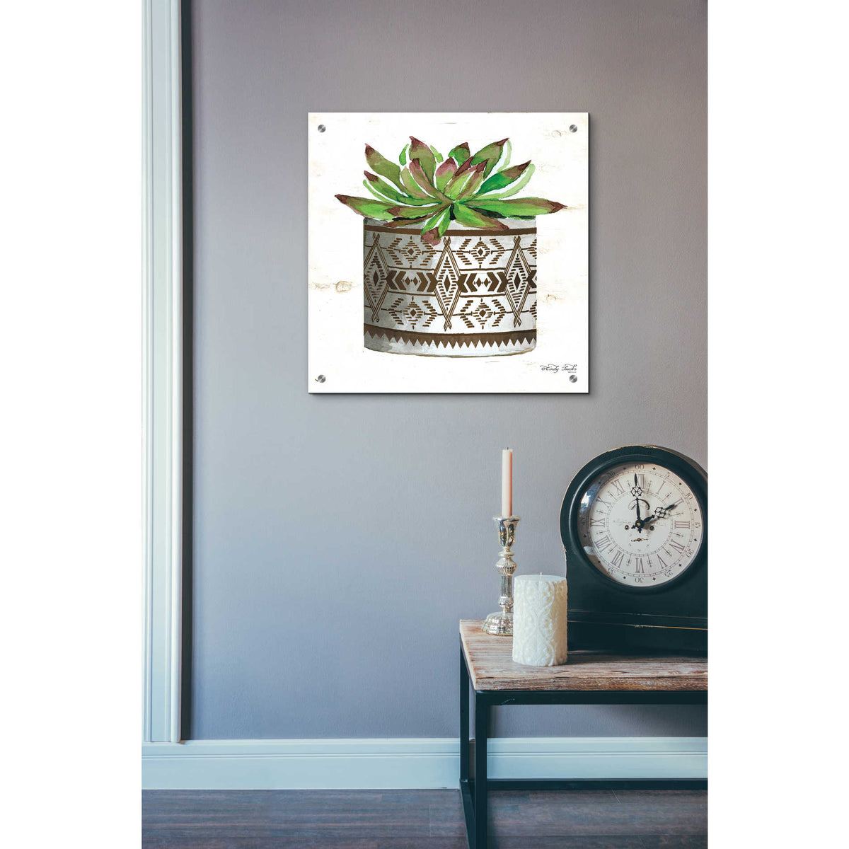 Epic Art 'Mud Cloth Vase VI' by Cindy Jacobs, Acrylic Glass Wall Art,24x24