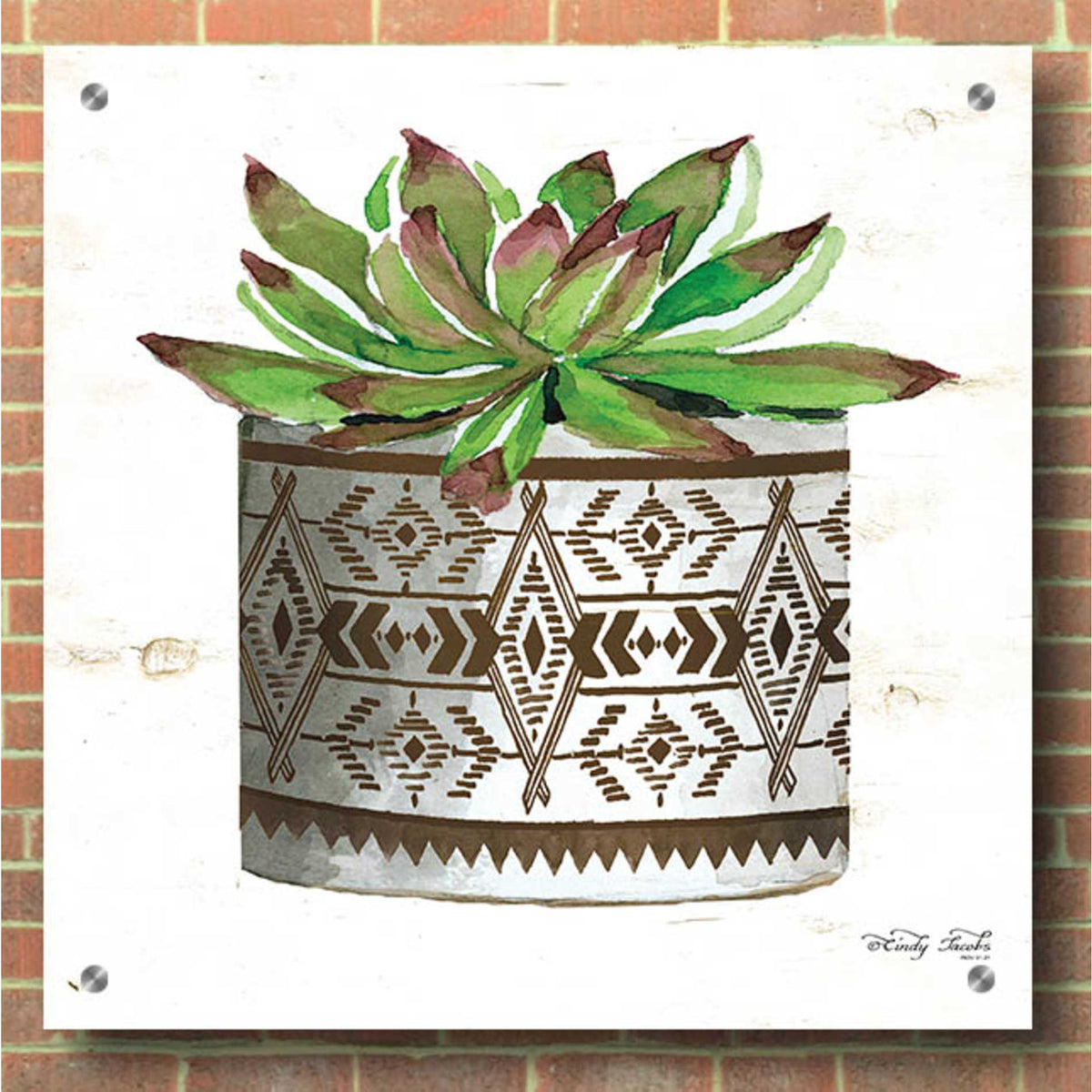Epic Art 'Mud Cloth Vase VI' by Cindy Jacobs, Acrylic Glass Wall Art,36x36