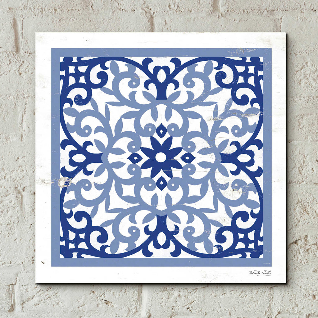 Epic Art 'Blue Tile V' by Cindy Jacobs, Acrylic Glass Wall Art,12x12
