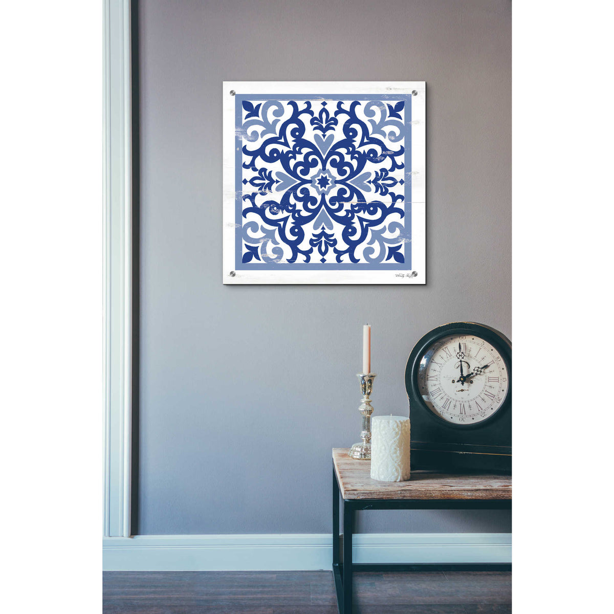Epic Art 'Blue Tile VI' by Cindy Jacobs, Acrylic Glass Wall Art,24x24