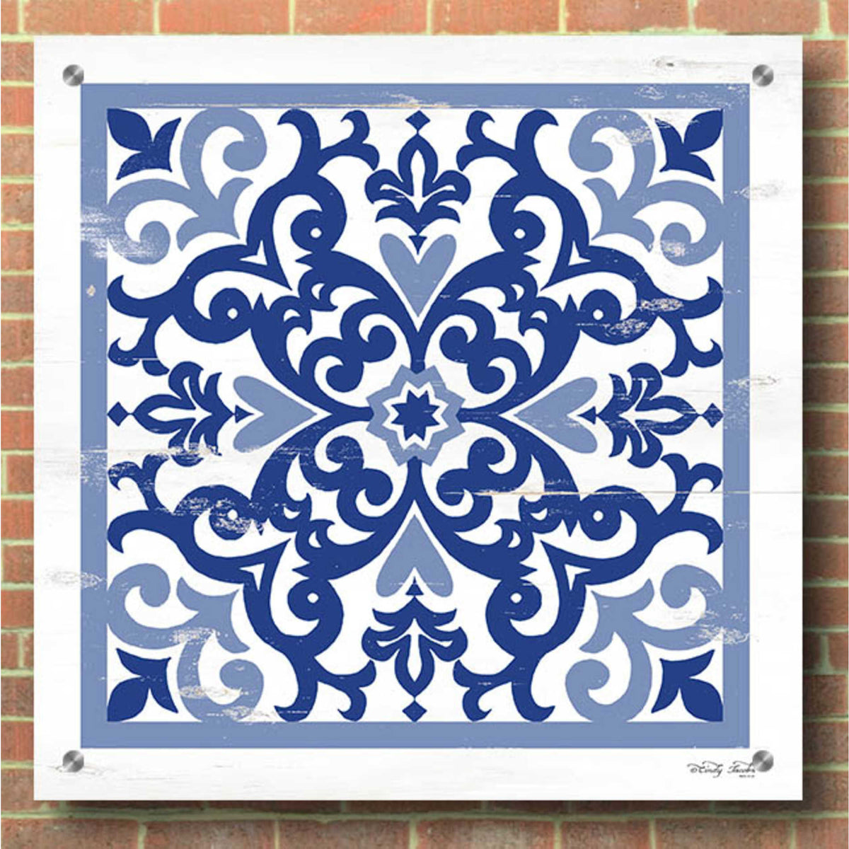 Epic Art 'Blue Tile VI' by Cindy Jacobs, Acrylic Glass Wall Art,36x36