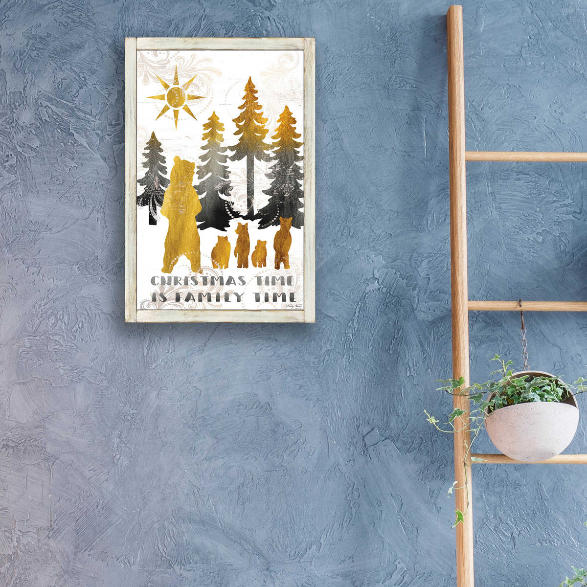 Epic Art 'Christmas Time is Family Time Bear Family' by Cindy Jacobs, Acrylic Glass Wall Art,16x24