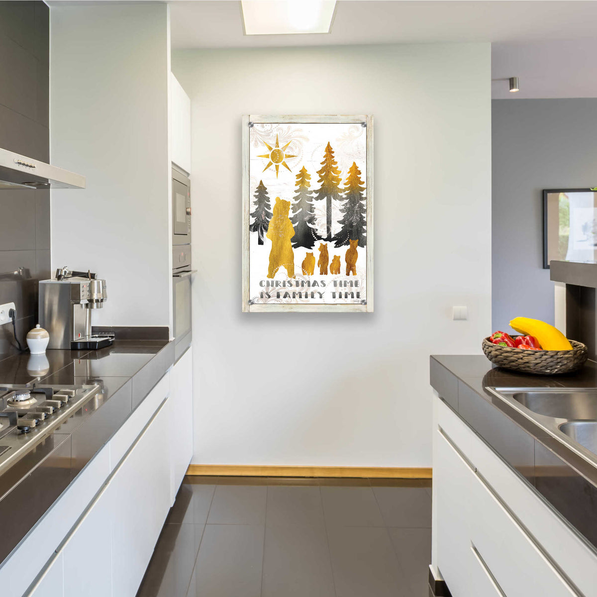 Epic Art 'Christmas Time is Family Time Bear Family' by Cindy Jacobs, Acrylic Glass Wall Art,24x36