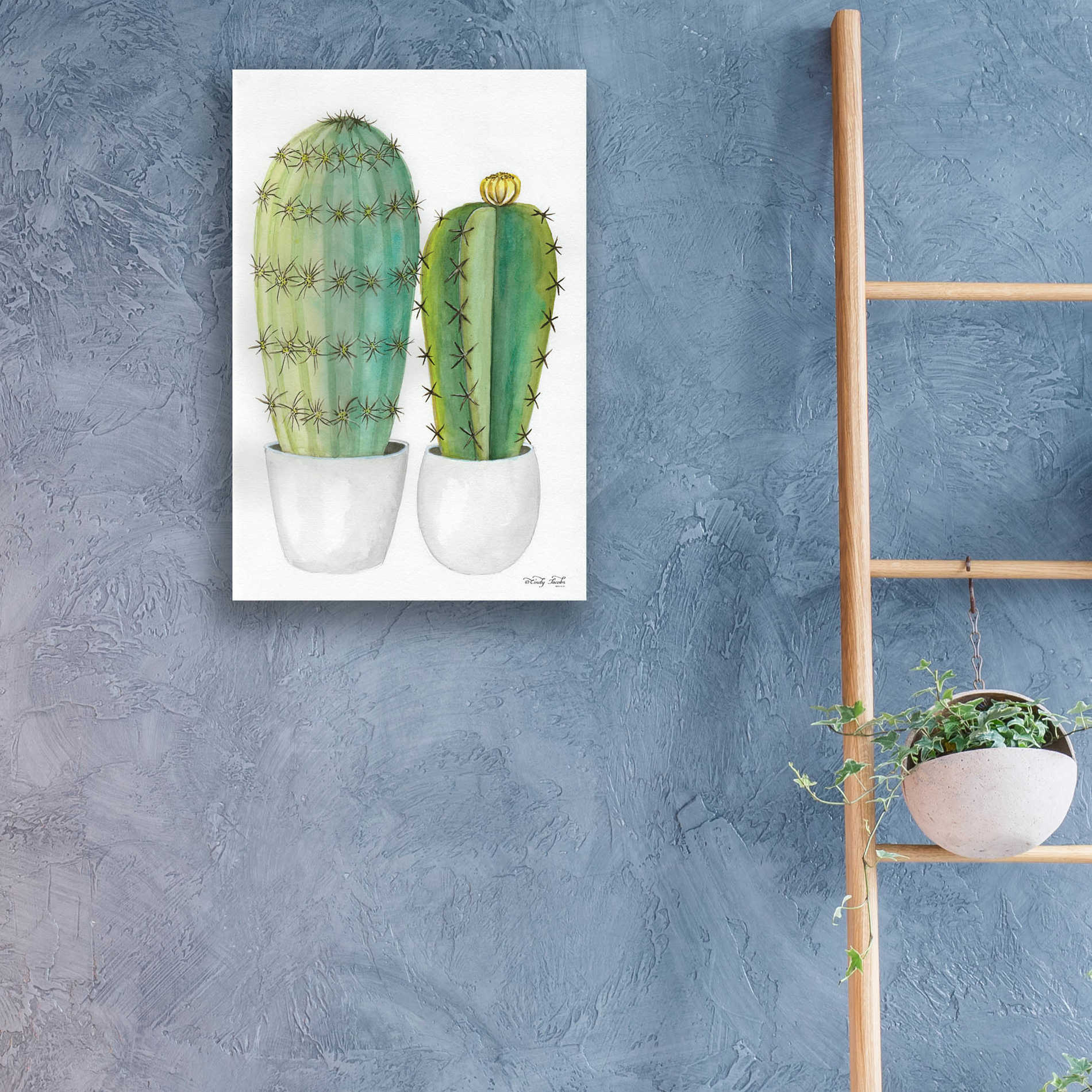 Epic Art 'Cactus Love' by Cindy Jacobs, Acrylic Glass Wall Art,16x24
