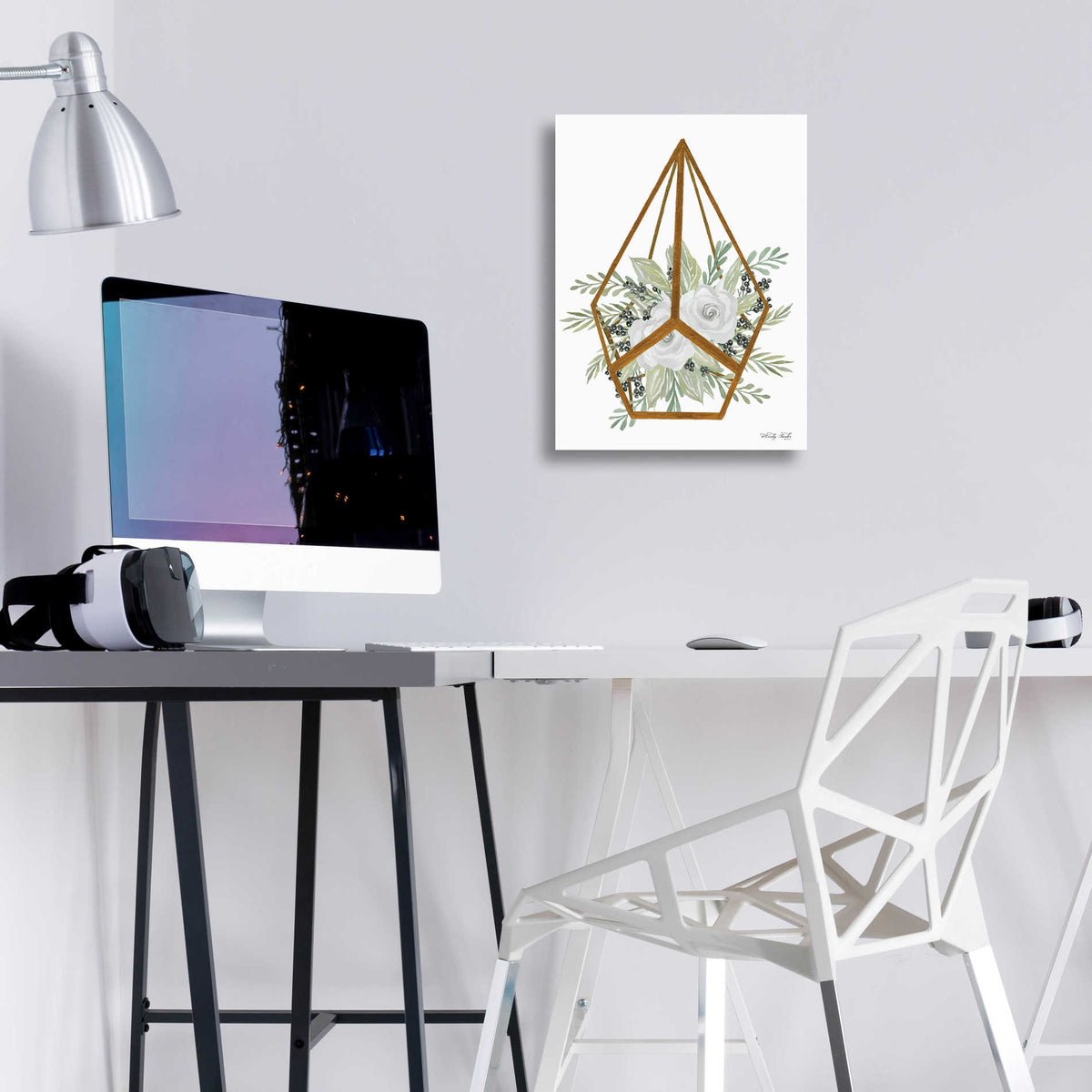 Epic Art 'Gold Geometric Diamond' by Cindy Jacobs, Acrylic Glass Wall Art,12x16