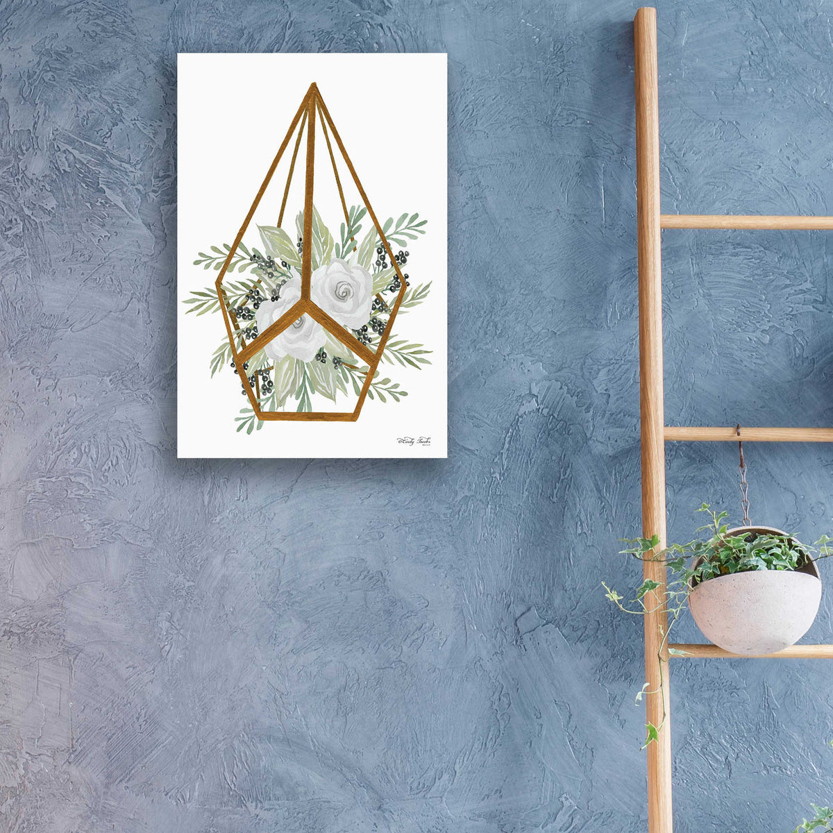 Epic Art 'Gold Geometric Diamond' by Cindy Jacobs, Acrylic Glass Wall Art,16x24