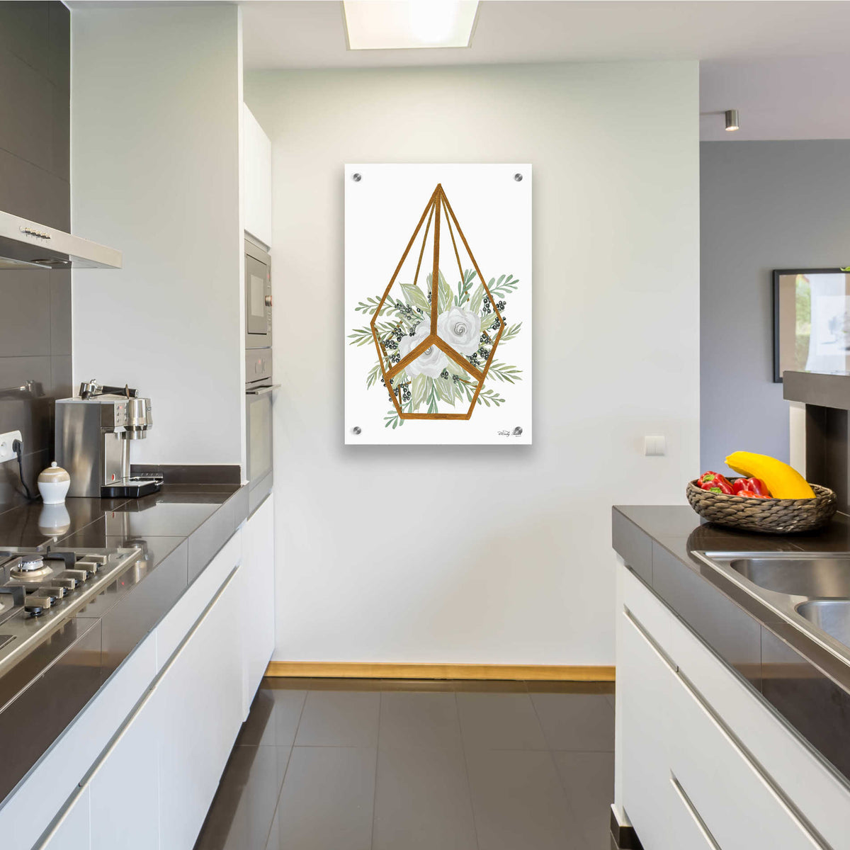 Epic Art 'Gold Geometric Diamond' by Cindy Jacobs, Acrylic Glass Wall Art,24x36