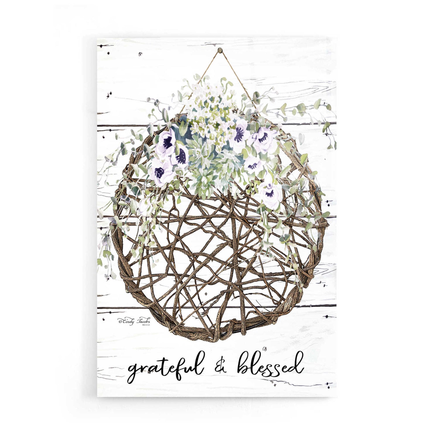 Epic Art 'Grateful & Blessed' by Cindy Jacobs, Acrylic Glass Wall Art,16x24