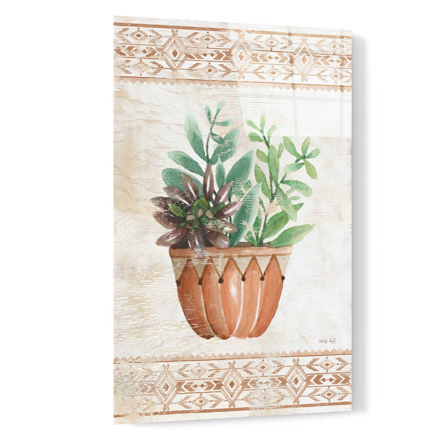 Epic Art 'Southwest Terracotta Succulents I' by Cindy Jacobs, Acrylic Glass Wall Art,16x24