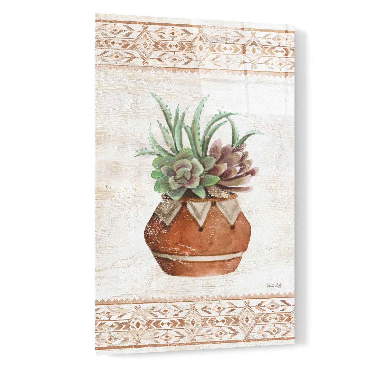 Epic Art 'Southwest Terracotta Succulents II' by Cindy Jacobs, Acrylic Glass Wall Art,16x24