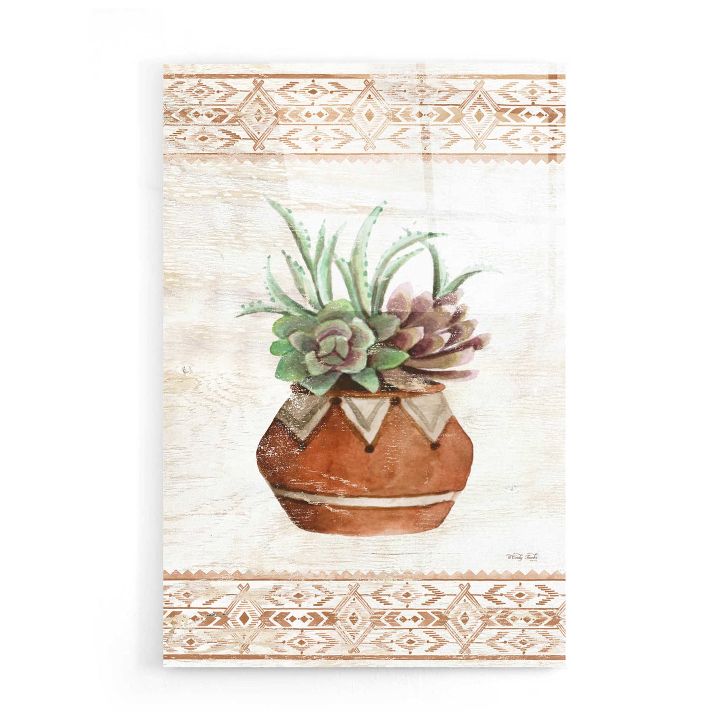 Epic Art 'Southwest Terracotta Succulents II' by Cindy Jacobs, Acrylic Glass Wall Art,16x24