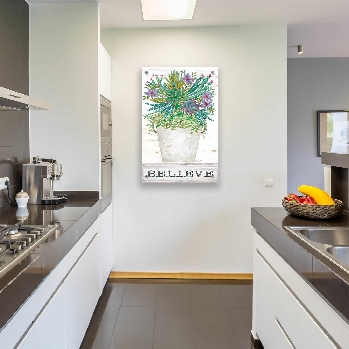 Epic Art 'Believe Succulents' by Cindy Jacobs, Acrylic Glass Wall Art,24x36