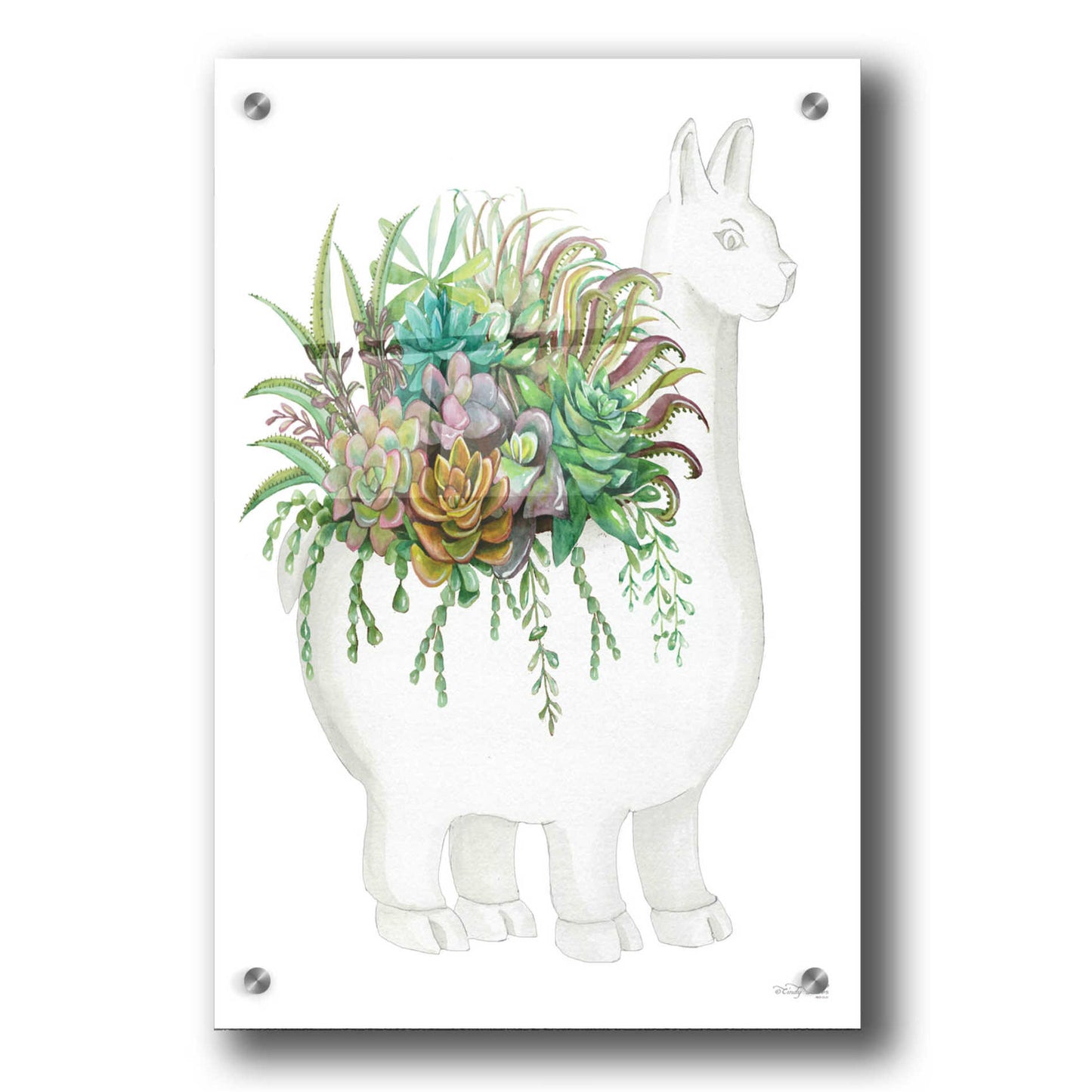 Epic Art 'Proud Llama Pot I' by Cindy Jacobs, Acrylic Glass Wall Art,24x36