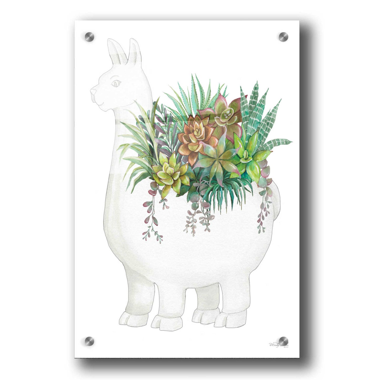 Epic Art 'Proud Llama Pot II' by Cindy Jacobs, Acrylic Glass Wall Art,24x36