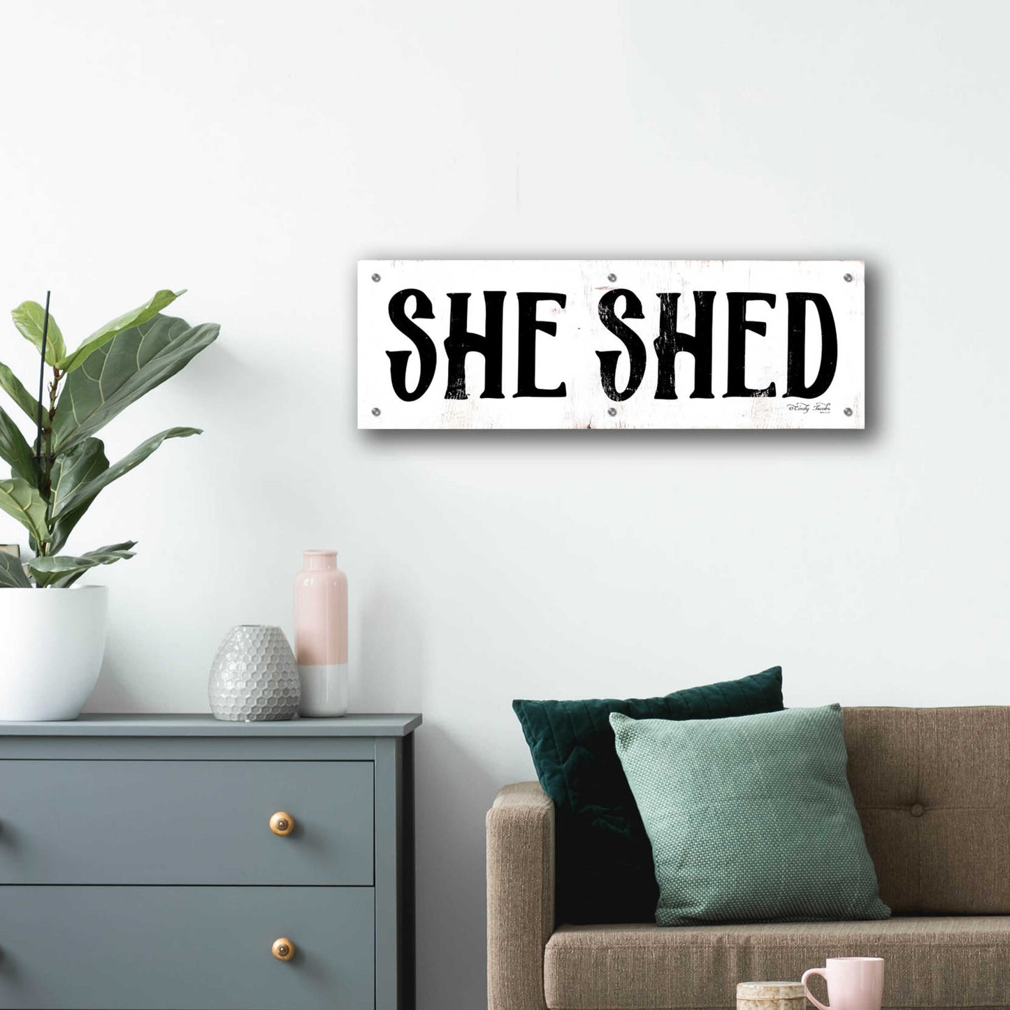 Epic Art 'She Shed' by Cindy Jacobs, Acrylic Glass Wall Art,36x12