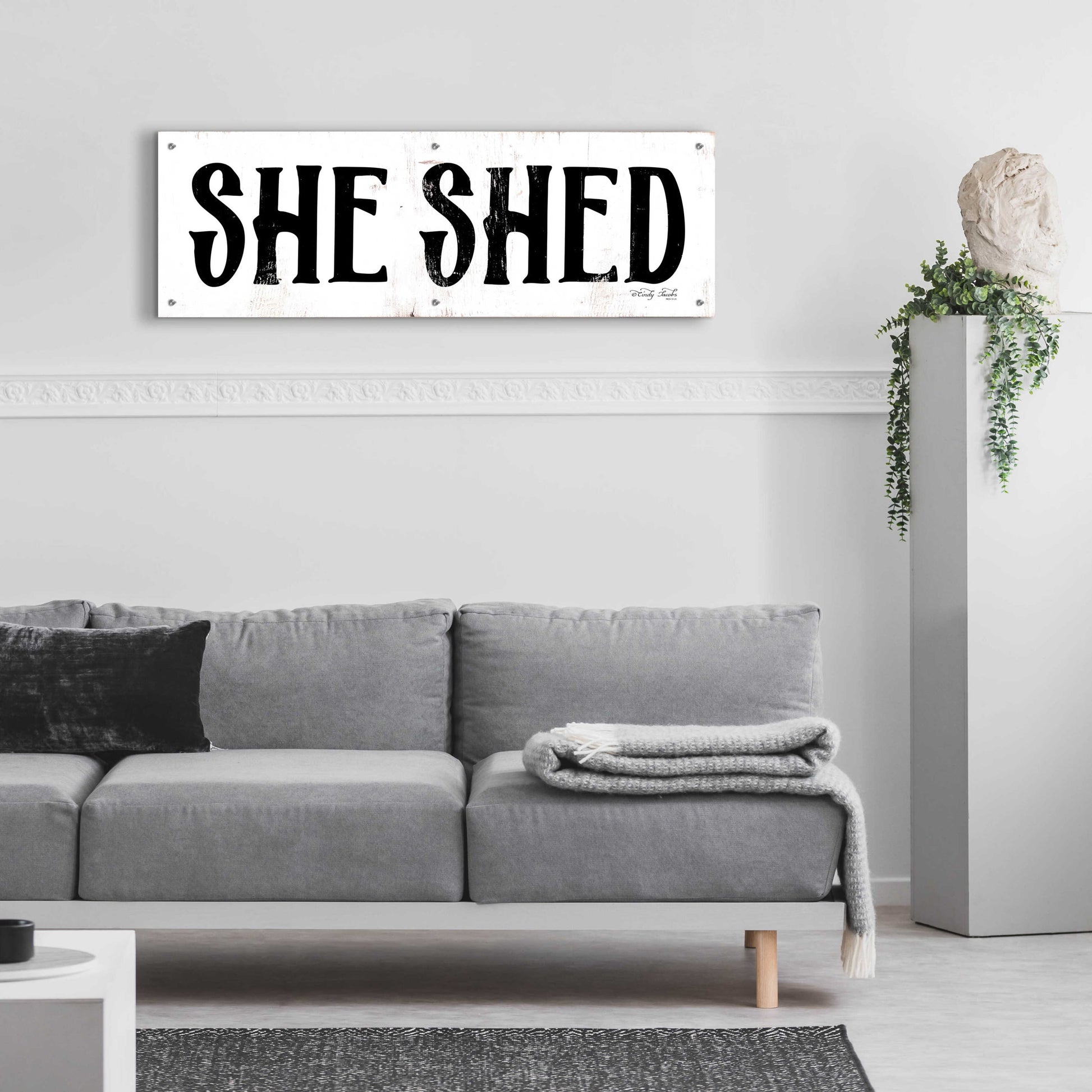 Epic Art 'She Shed' by Cindy Jacobs, Acrylic Glass Wall Art,48x16
