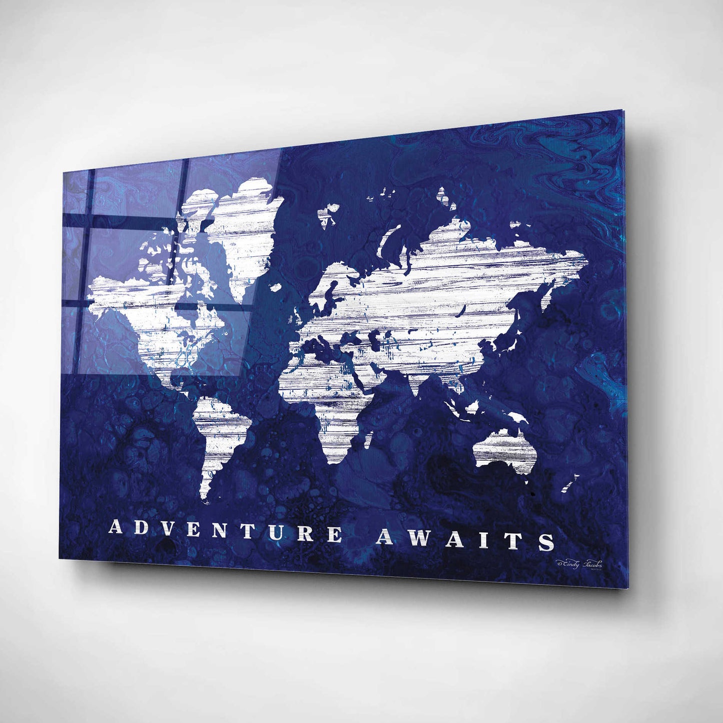 Epic Art 'Adventure Awaits Map' by Cindy Jacobs, Acrylic Glass Wall Art,16x12