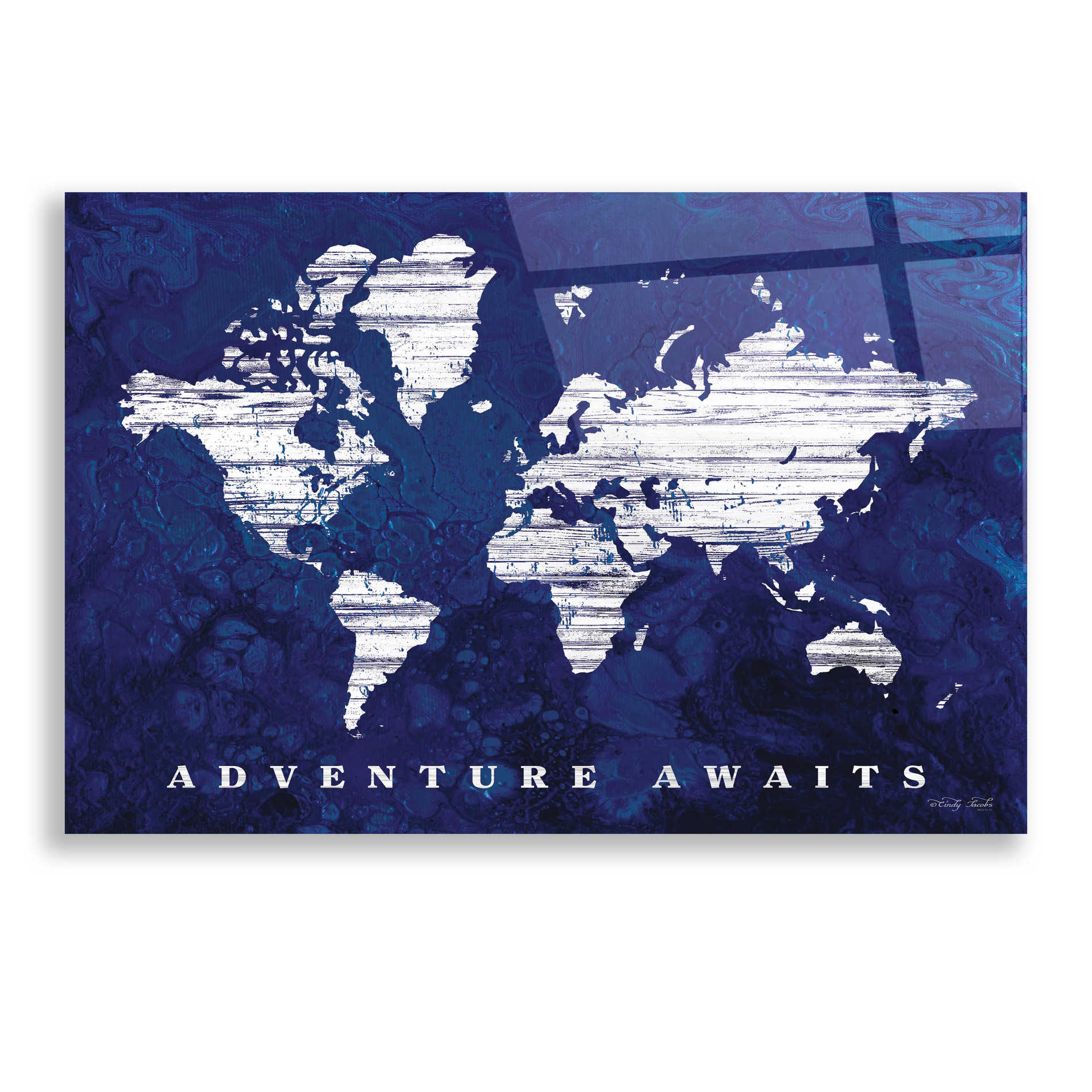 Epic Art 'Adventure Awaits Map' by Cindy Jacobs, Acrylic Glass Wall Art,24x16