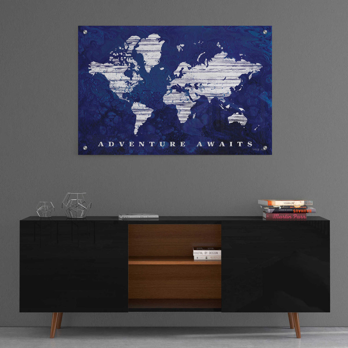 Epic Art 'Adventure Awaits Map' by Cindy Jacobs, Acrylic Glass Wall Art,36x24