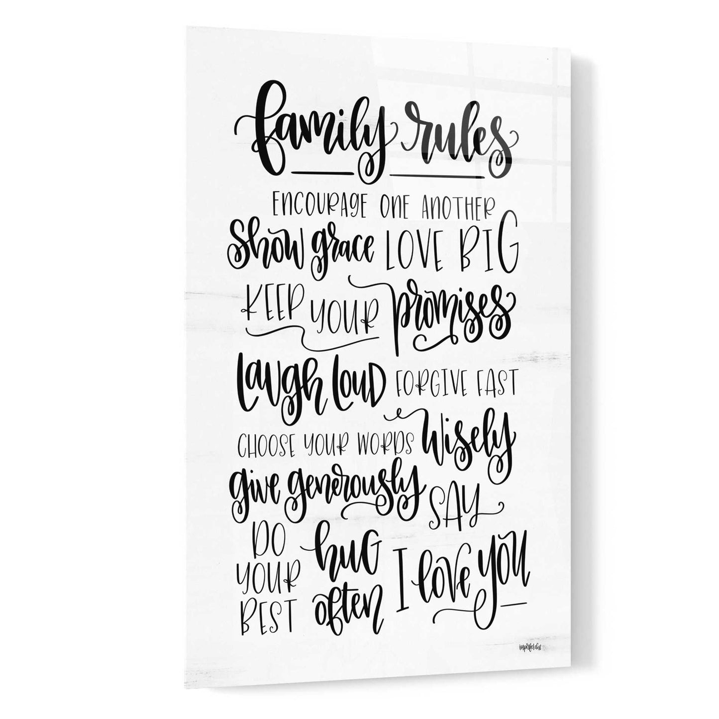 Epic Art 'Family Rules' by Imperfect Dust, Acrylic Glass Wall Art,16x24