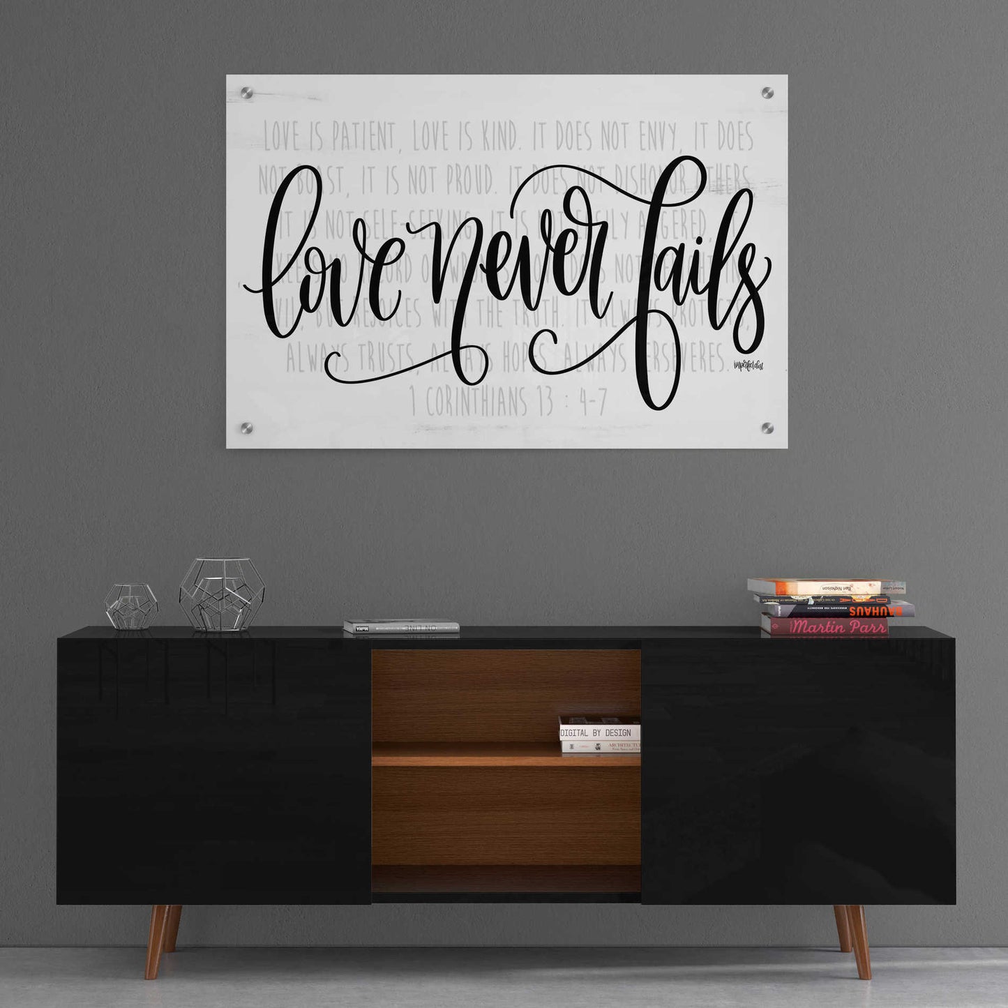 Epic Art 'Love Never Fails' by Imperfect Dust, Acrylic Glass Wall Art,36x24