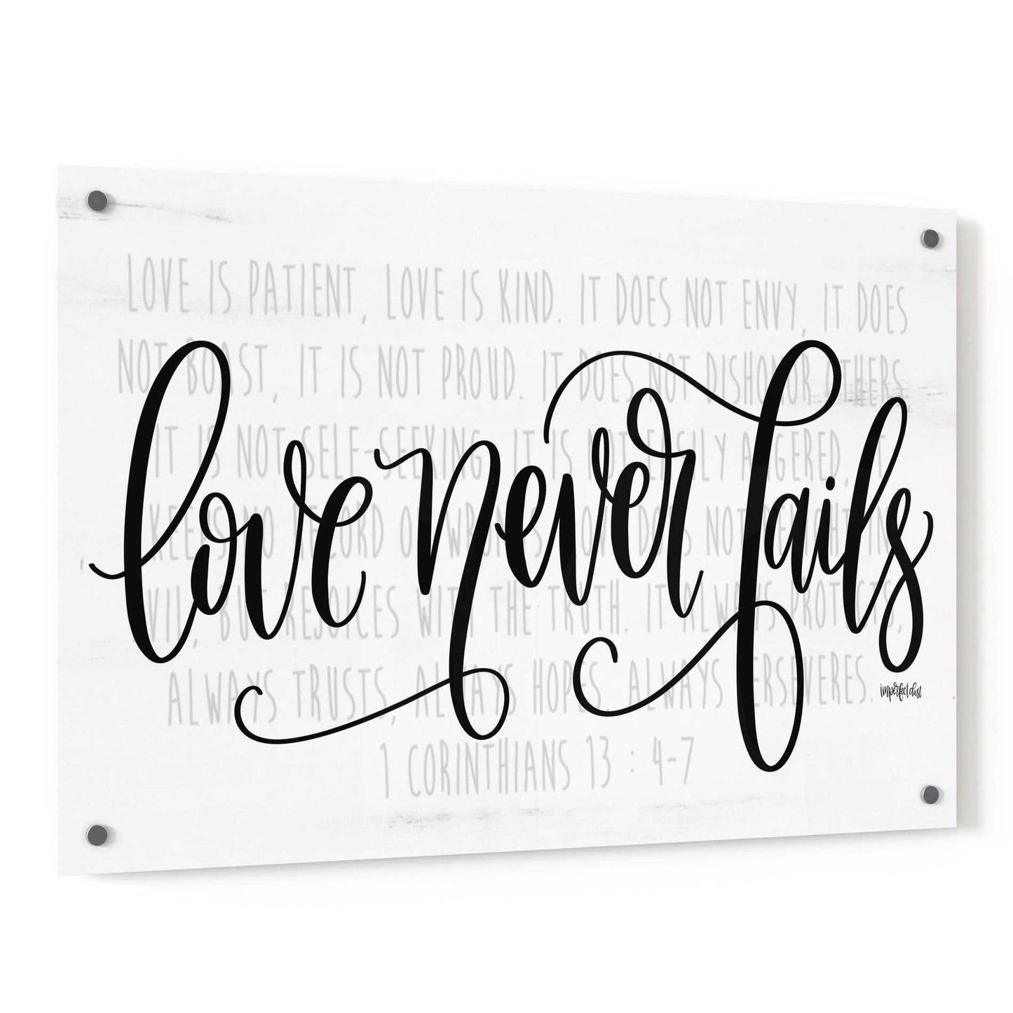 Epic Art 'Love Never Fails' by Imperfect Dust, Acrylic Glass Wall Art,36x24