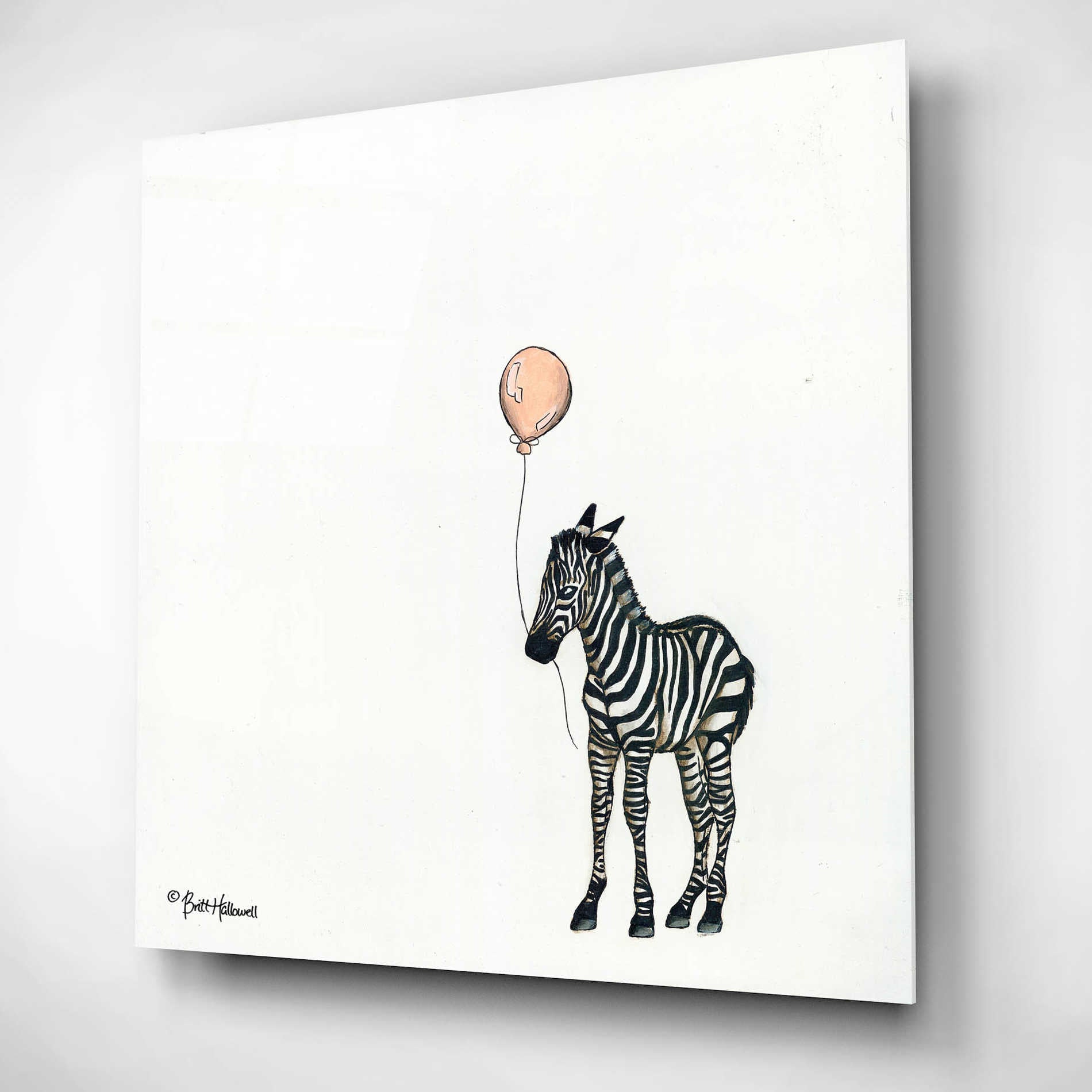 Epic Art 'Nursery Zebra' by Britt Hallowell, Acrylic Glass Wall Art,12x12