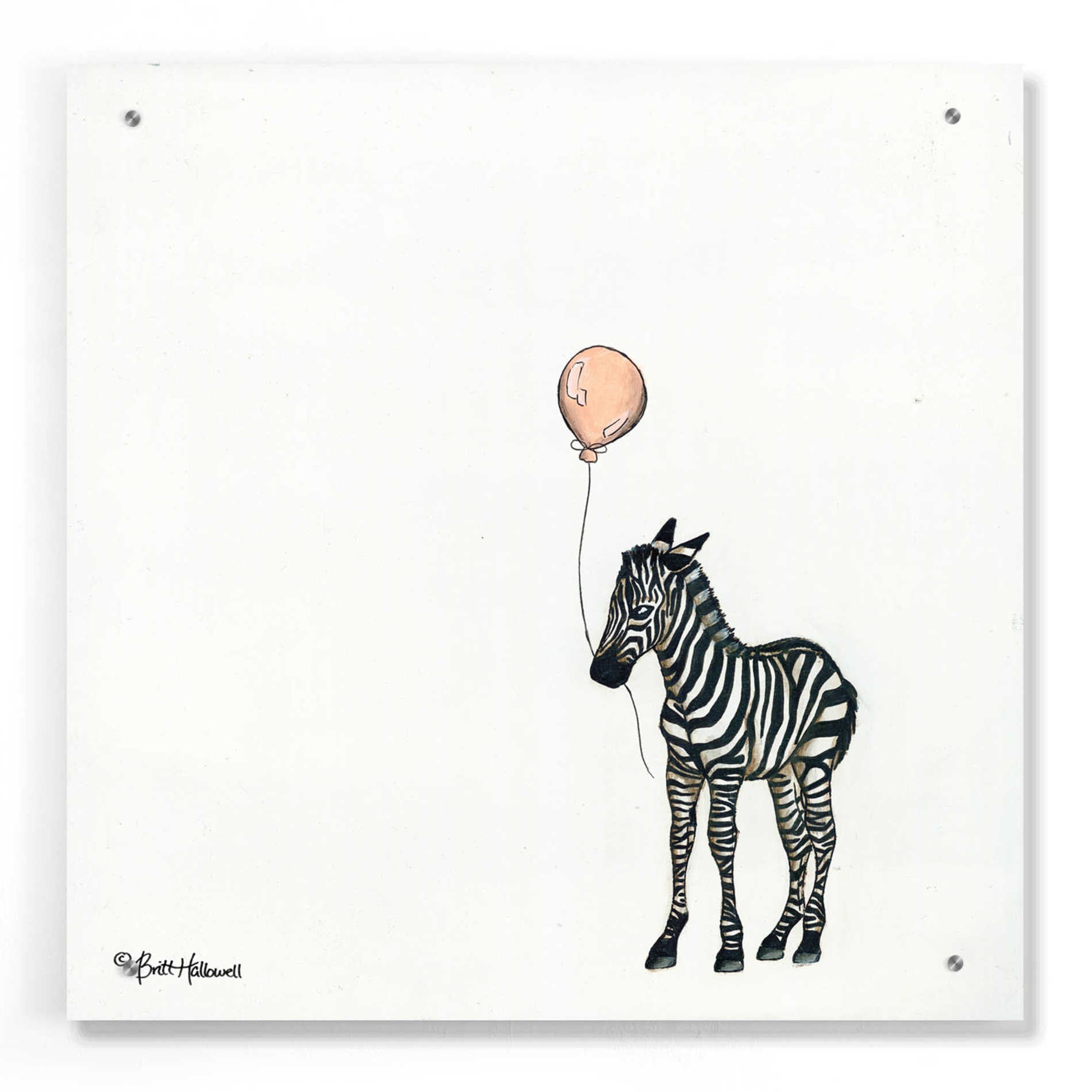 Epic Art 'Nursery Zebra' by Britt Hallowell, Acrylic Glass Wall Art,24x24