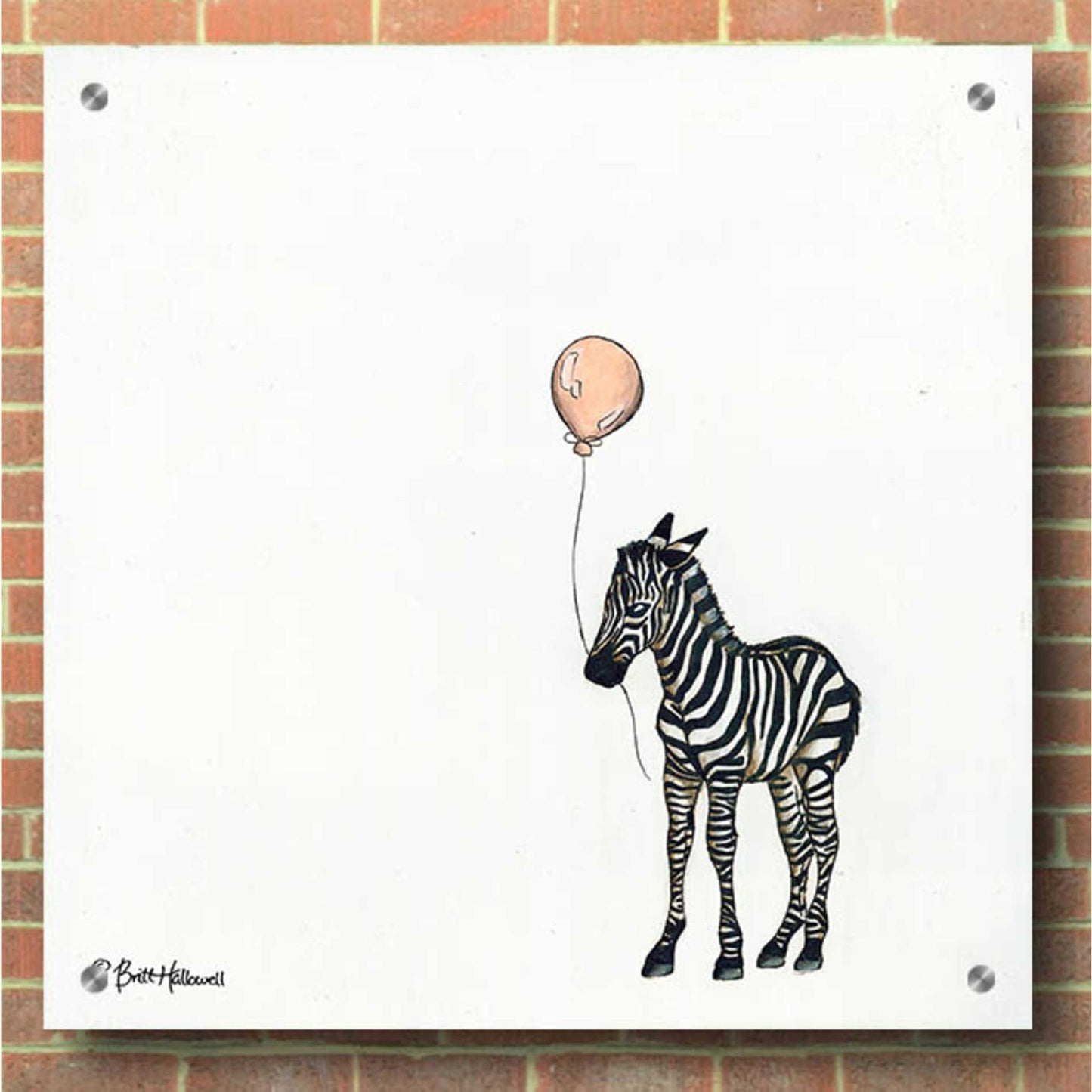 Epic Art 'Nursery Zebra' by Britt Hallowell, Acrylic Glass Wall Art,36x36