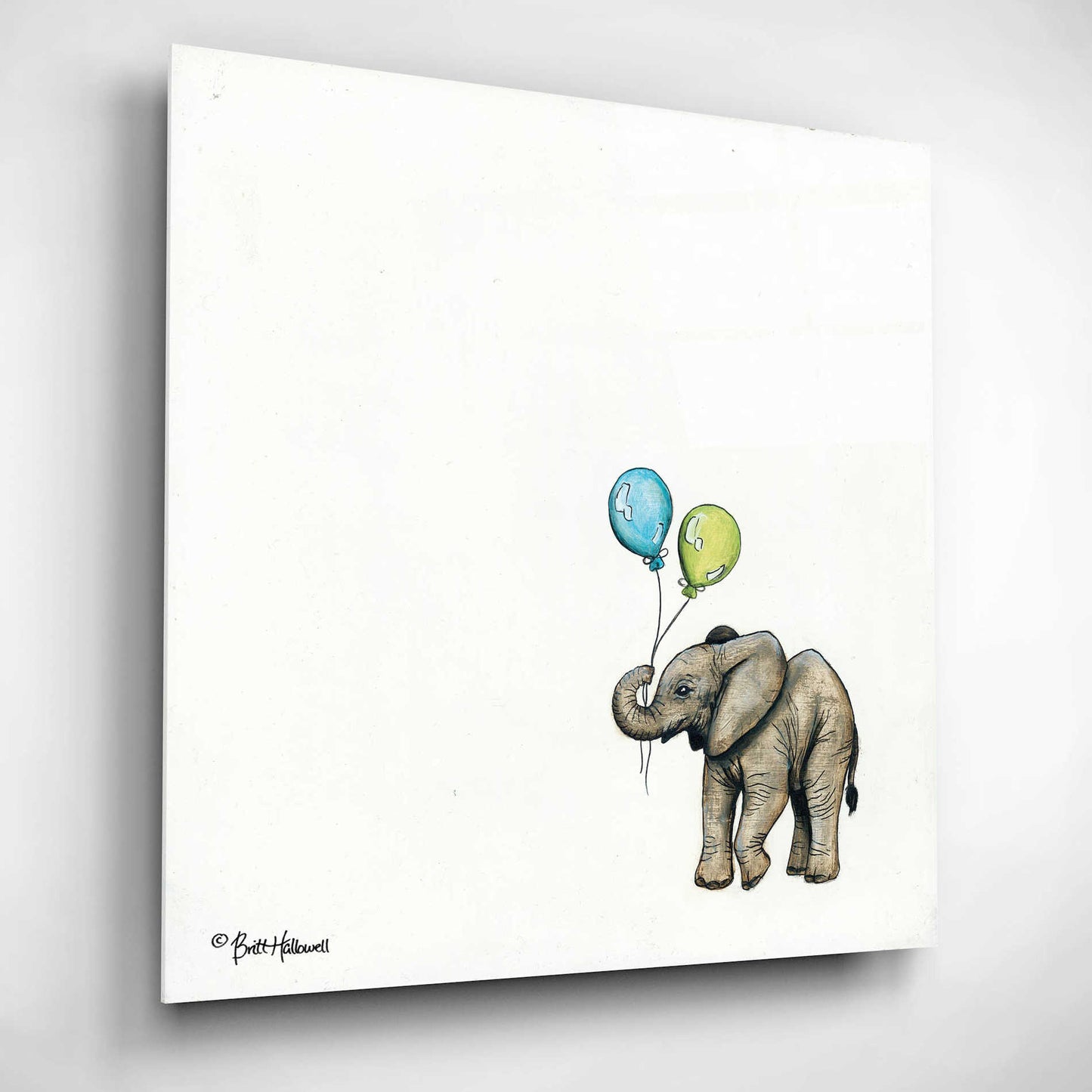 Epic Art 'Nursery Elephant' by Britt Hallowell, Acrylic Glass Wall Art,12x12