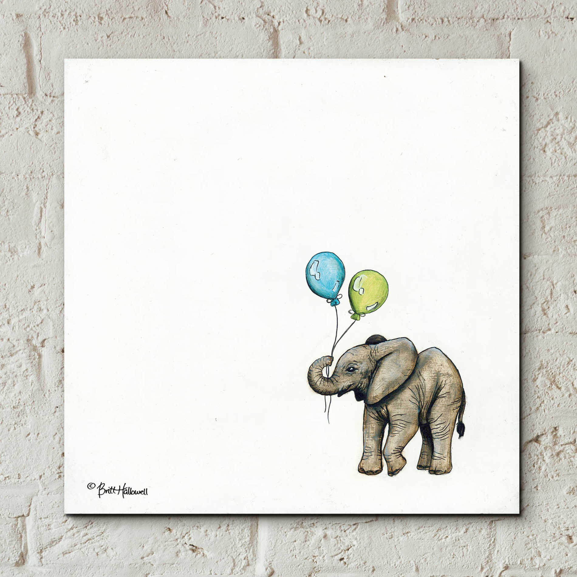 Epic Art 'Nursery Elephant' by Britt Hallowell, Acrylic Glass Wall Art,12x12