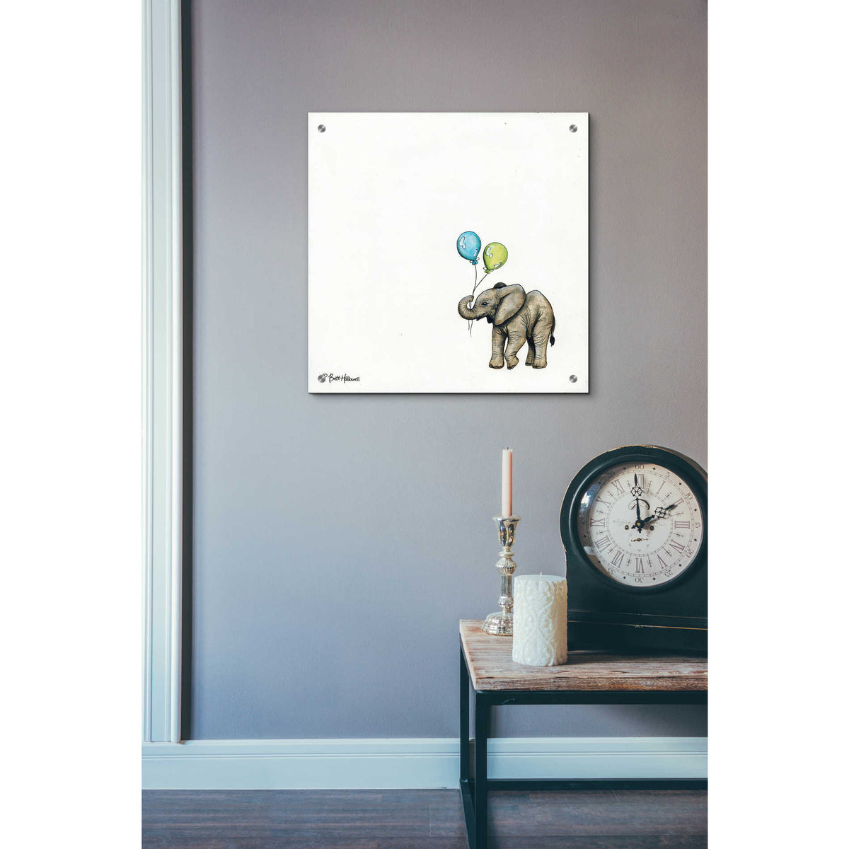 Epic Art 'Nursery Elephant' by Britt Hallowell, Acrylic Glass Wall Art,24x24
