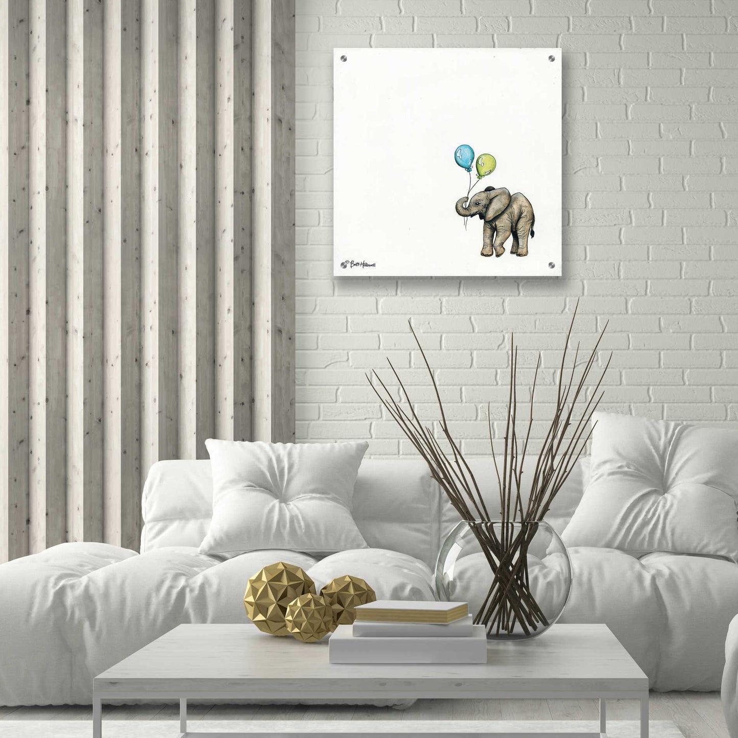 Epic Art 'Nursery Elephant' by Britt Hallowell, Acrylic Glass Wall Art,24x24