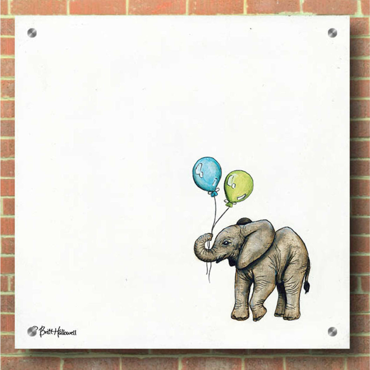 Epic Art 'Nursery Elephant' by Britt Hallowell, Acrylic Glass Wall Art,36x36