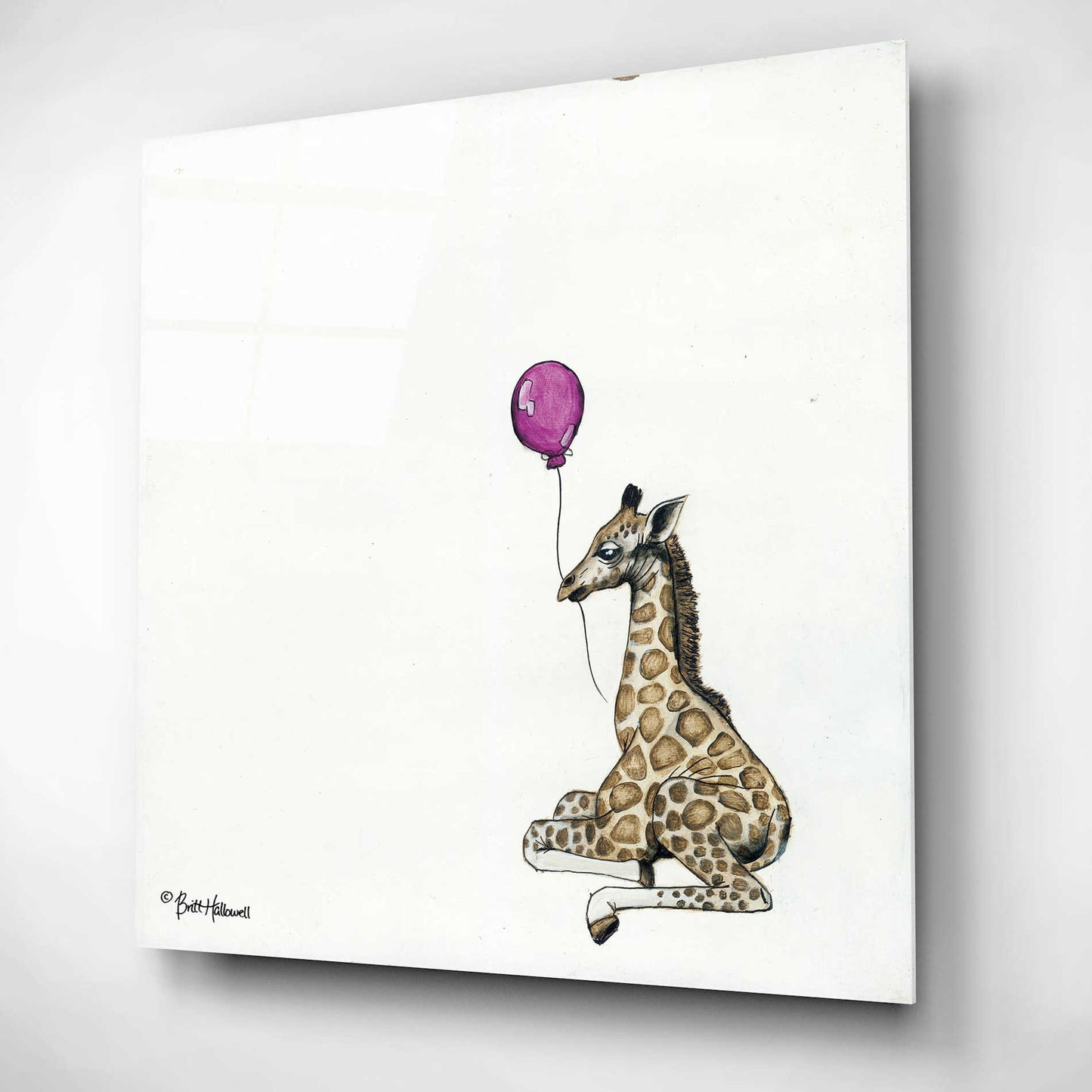 Epic Art 'Nursery Giraffe' by Britt Hallowell, Acrylic Glass Wall Art,12x12