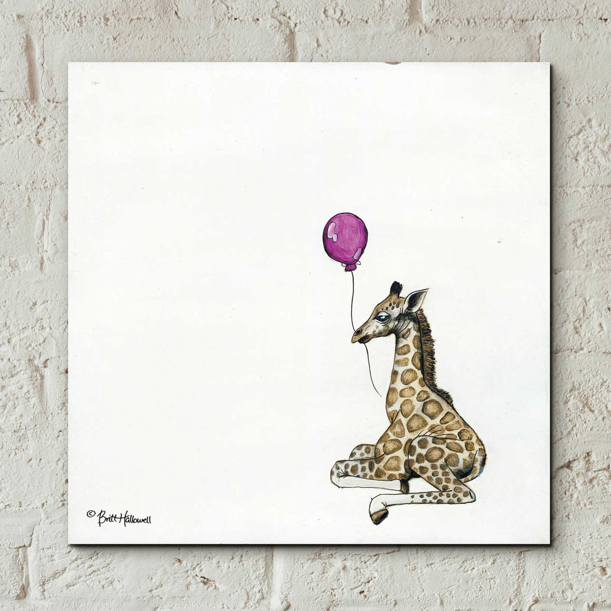 Epic Art 'Nursery Giraffe' by Britt Hallowell, Acrylic Glass Wall Art,12x12