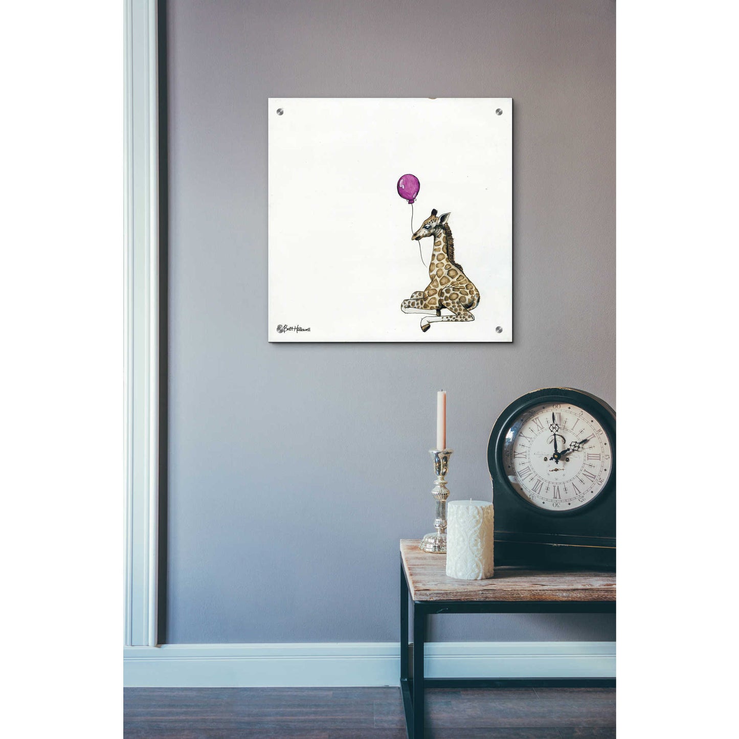 Epic Art 'Nursery Giraffe' by Britt Hallowell, Acrylic Glass Wall Art,24x24