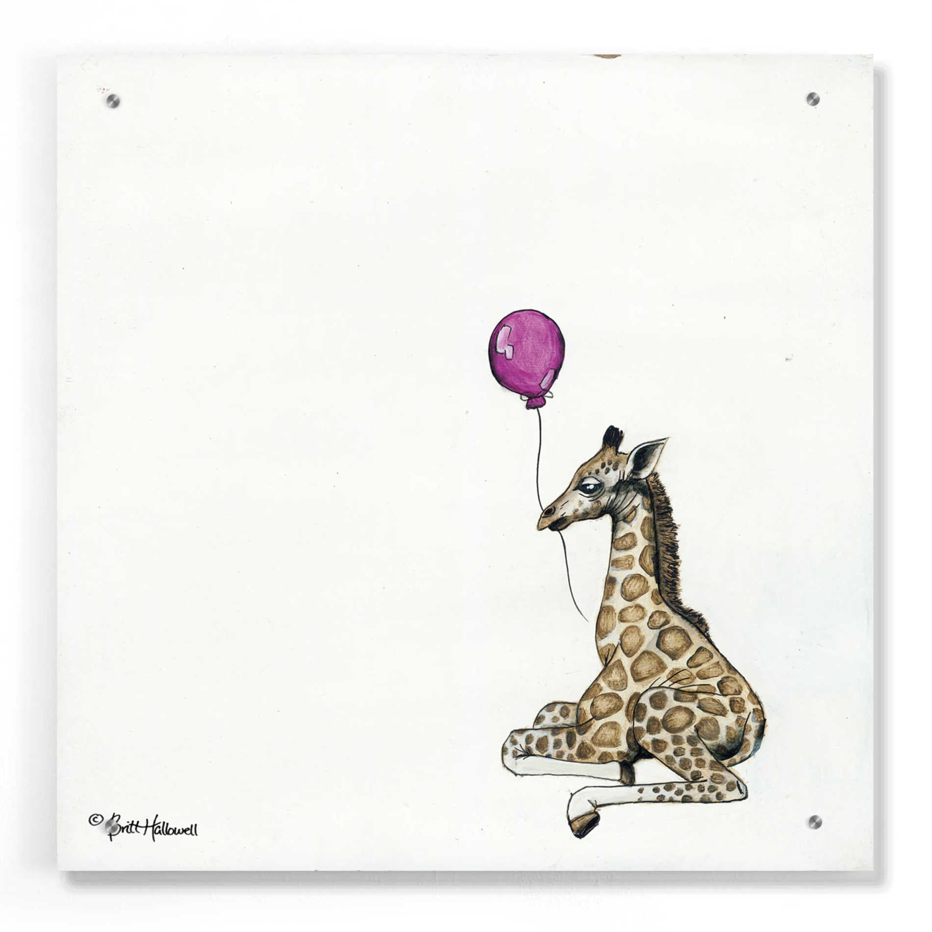 Epic Art 'Nursery Giraffe' by Britt Hallowell, Acrylic Glass Wall Art,24x24
