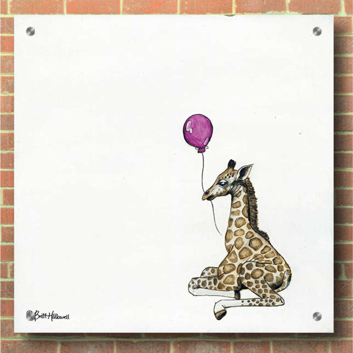 Epic Art 'Nursery Giraffe' by Britt Hallowell, Acrylic Glass Wall Art,36x36