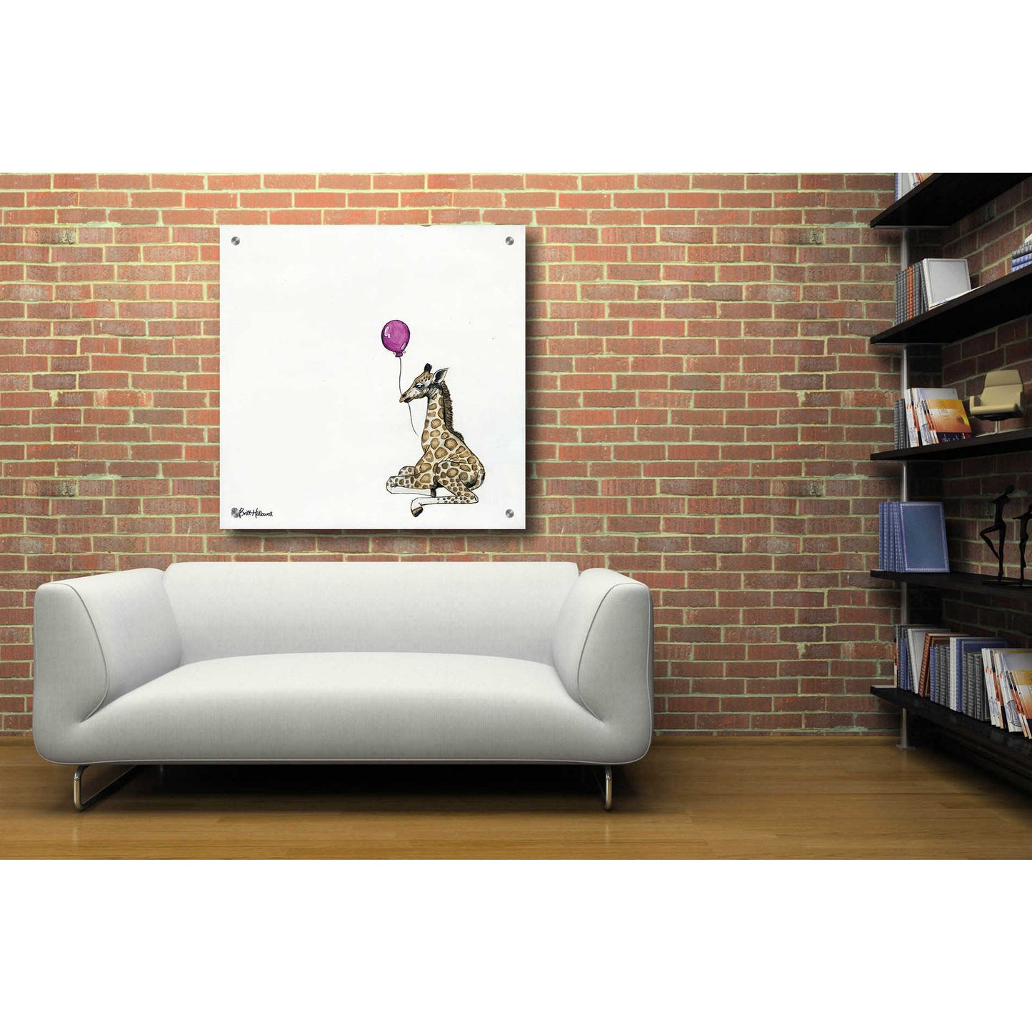 Epic Art 'Nursery Giraffe' by Britt Hallowell, Acrylic Glass Wall Art,36x36