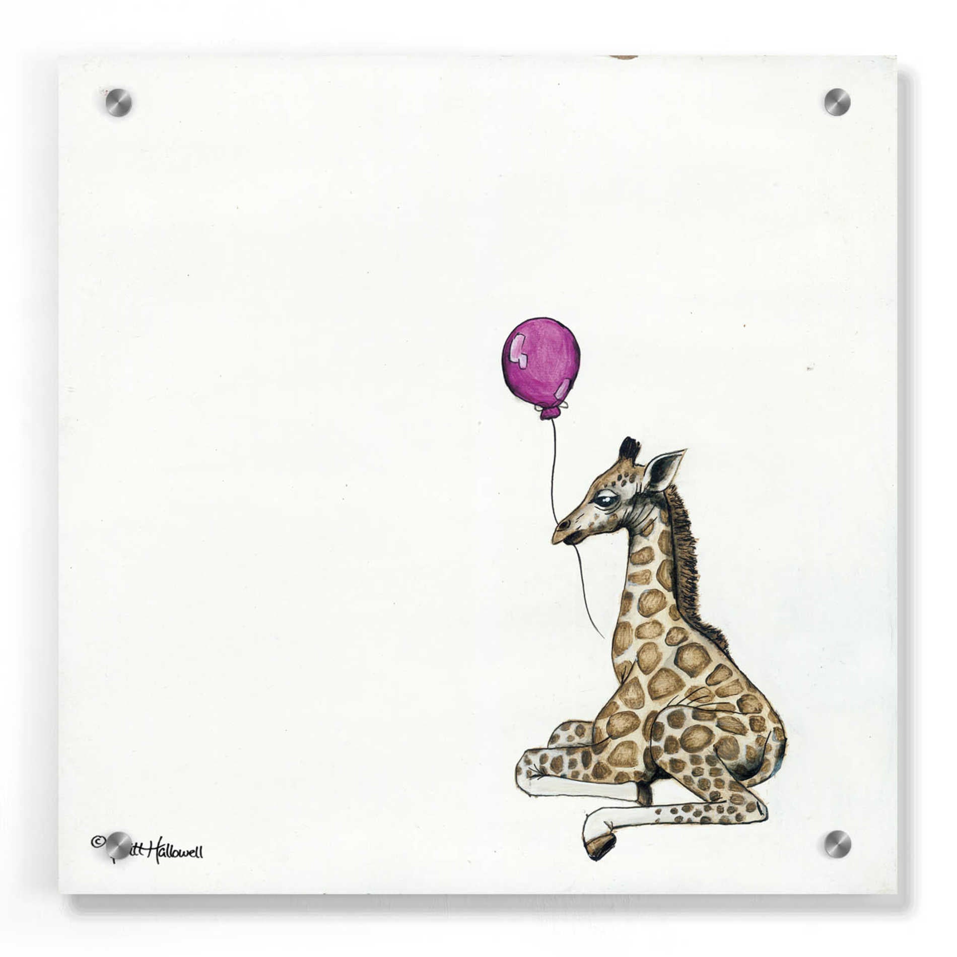 Epic Art 'Nursery Giraffe' by Britt Hallowell, Acrylic Glass Wall Art,36x36