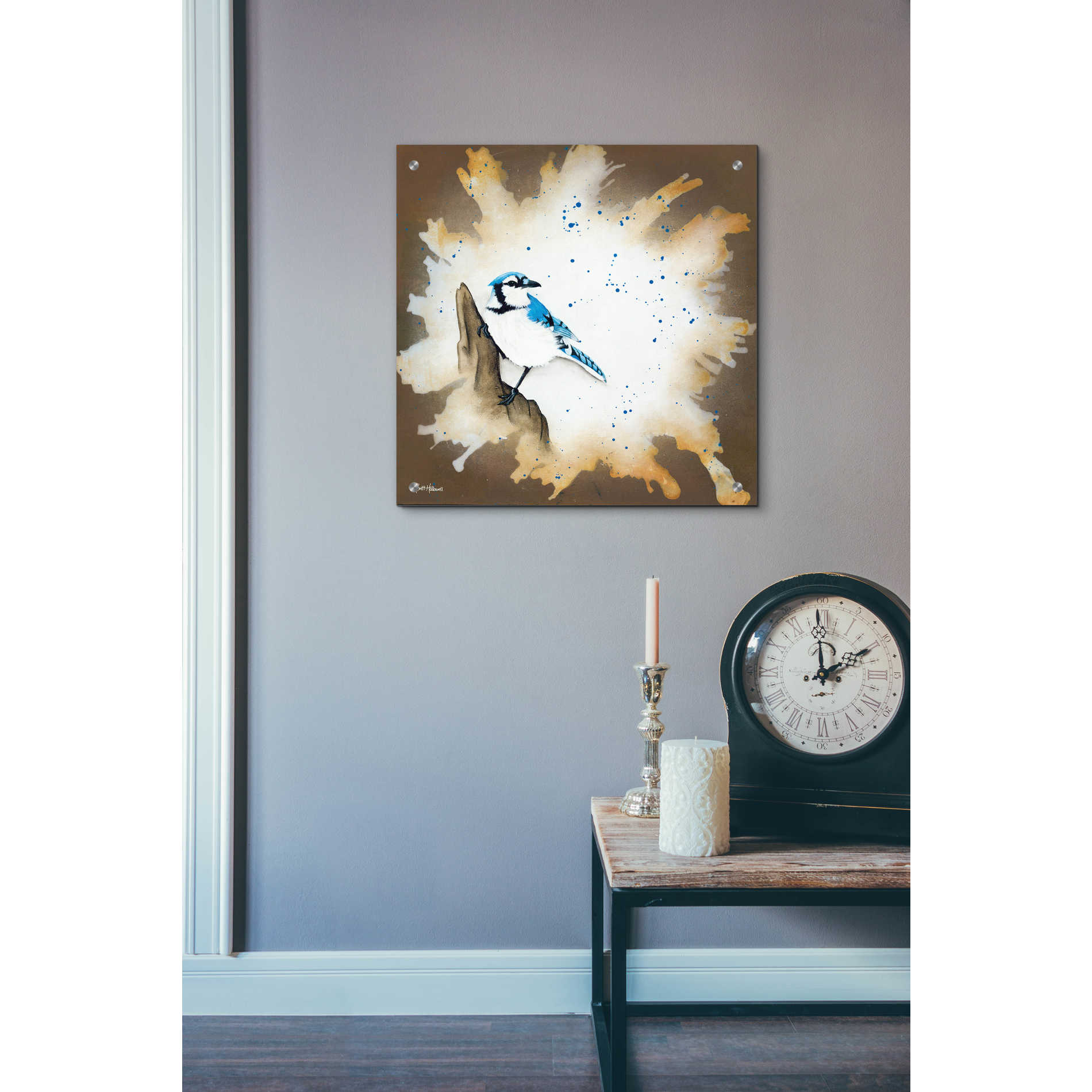 Epic Art 'Weathered Friends - Blue Jay' by Britt Hallowell, Acrylic Glass Wall Art,24x24