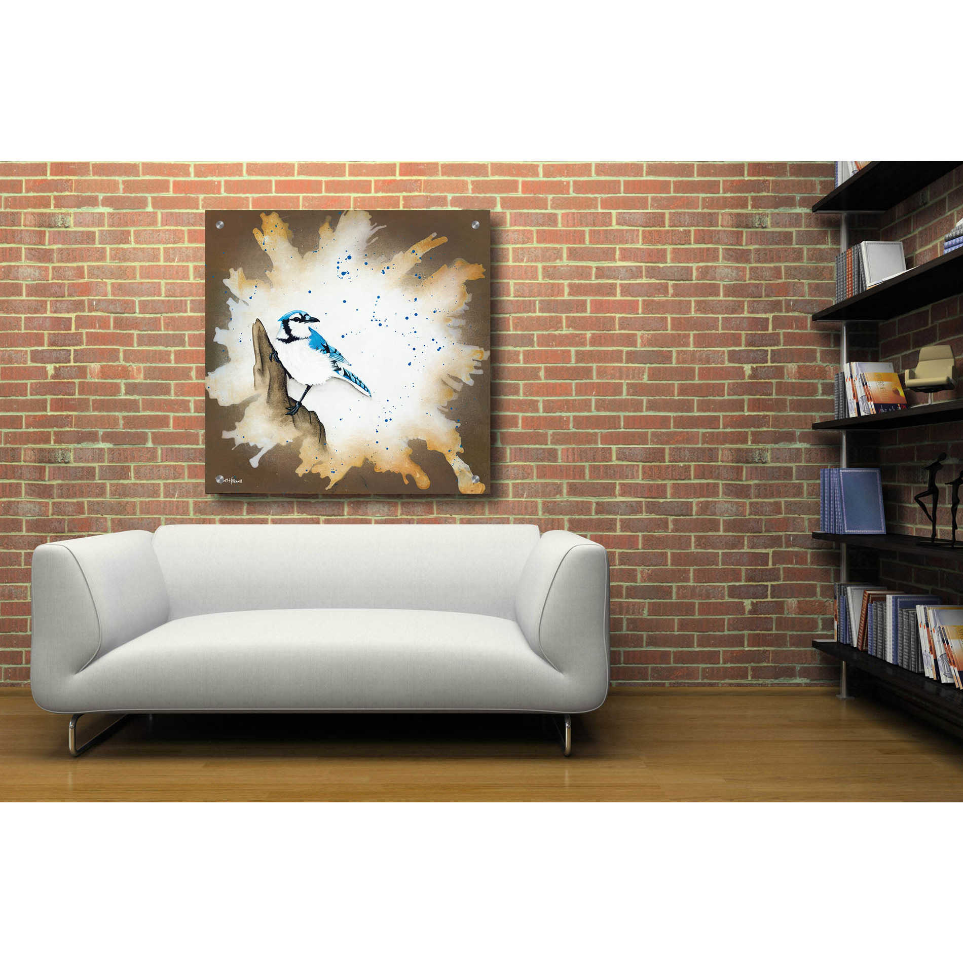 Epic Art 'Weathered Friends - Blue Jay' by Britt Hallowell, Acrylic Glass Wall Art,36x36