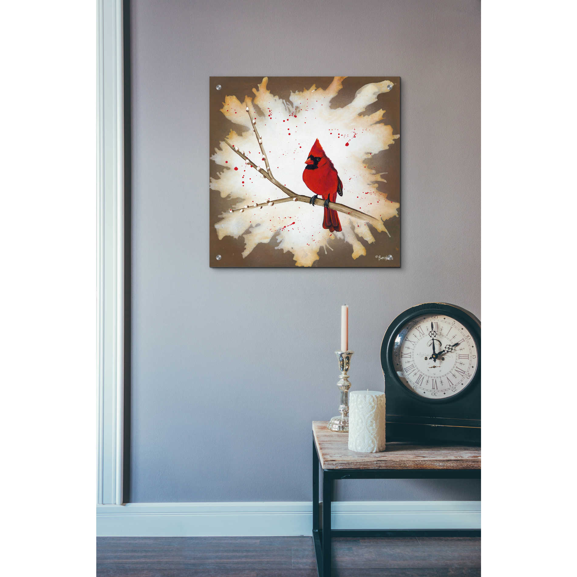 Epic Art 'Weathered Friends - Cardinal' by Britt Hallowell, Acrylic Glass Wall Art,24x24