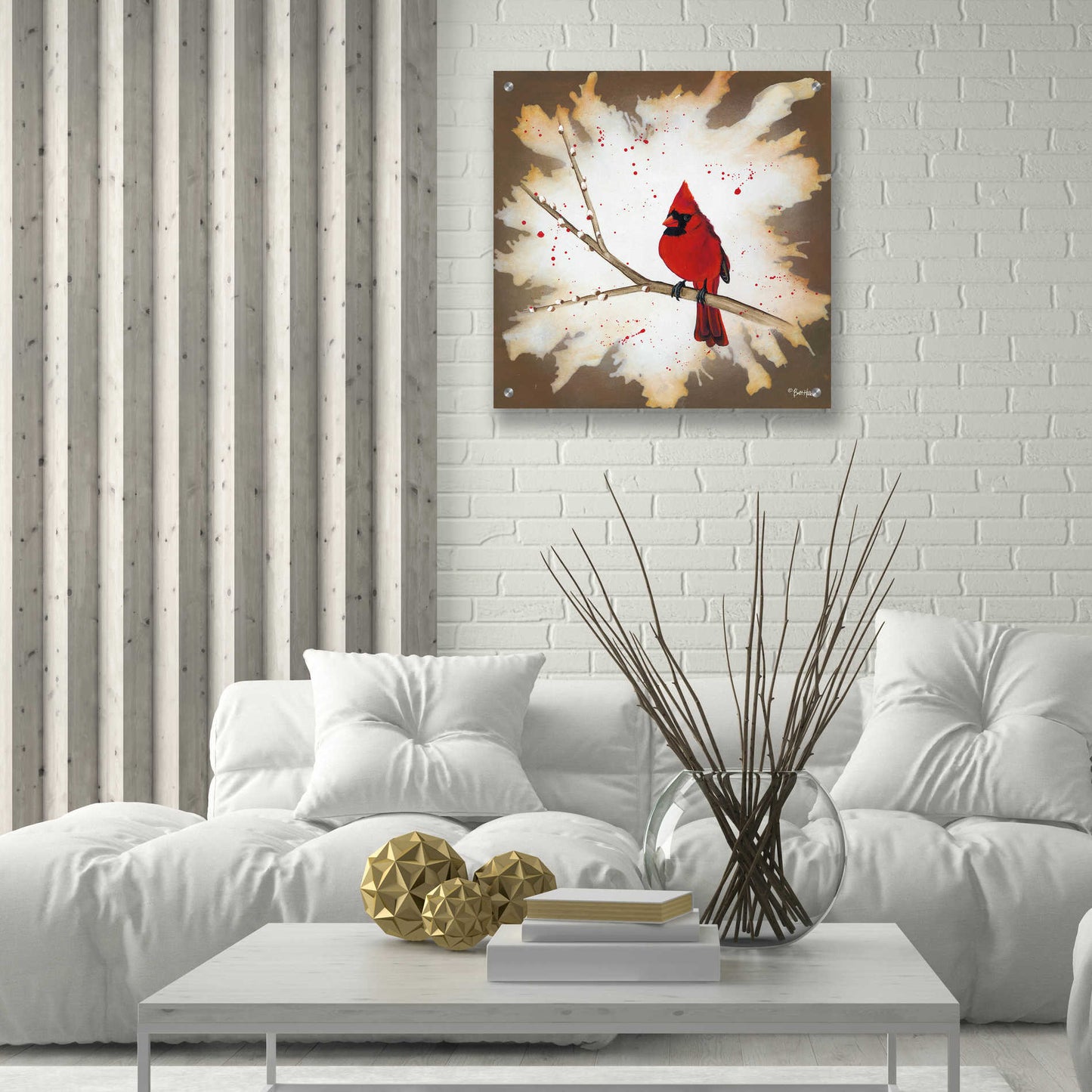 Epic Art 'Weathered Friends - Cardinal' by Britt Hallowell, Acrylic Glass Wall Art,24x24