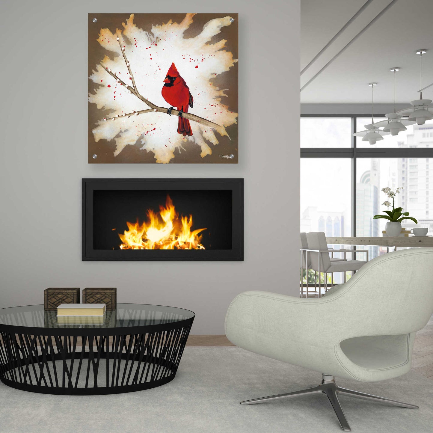 Epic Art 'Weathered Friends - Cardinal' by Britt Hallowell, Acrylic Glass Wall Art,36x36