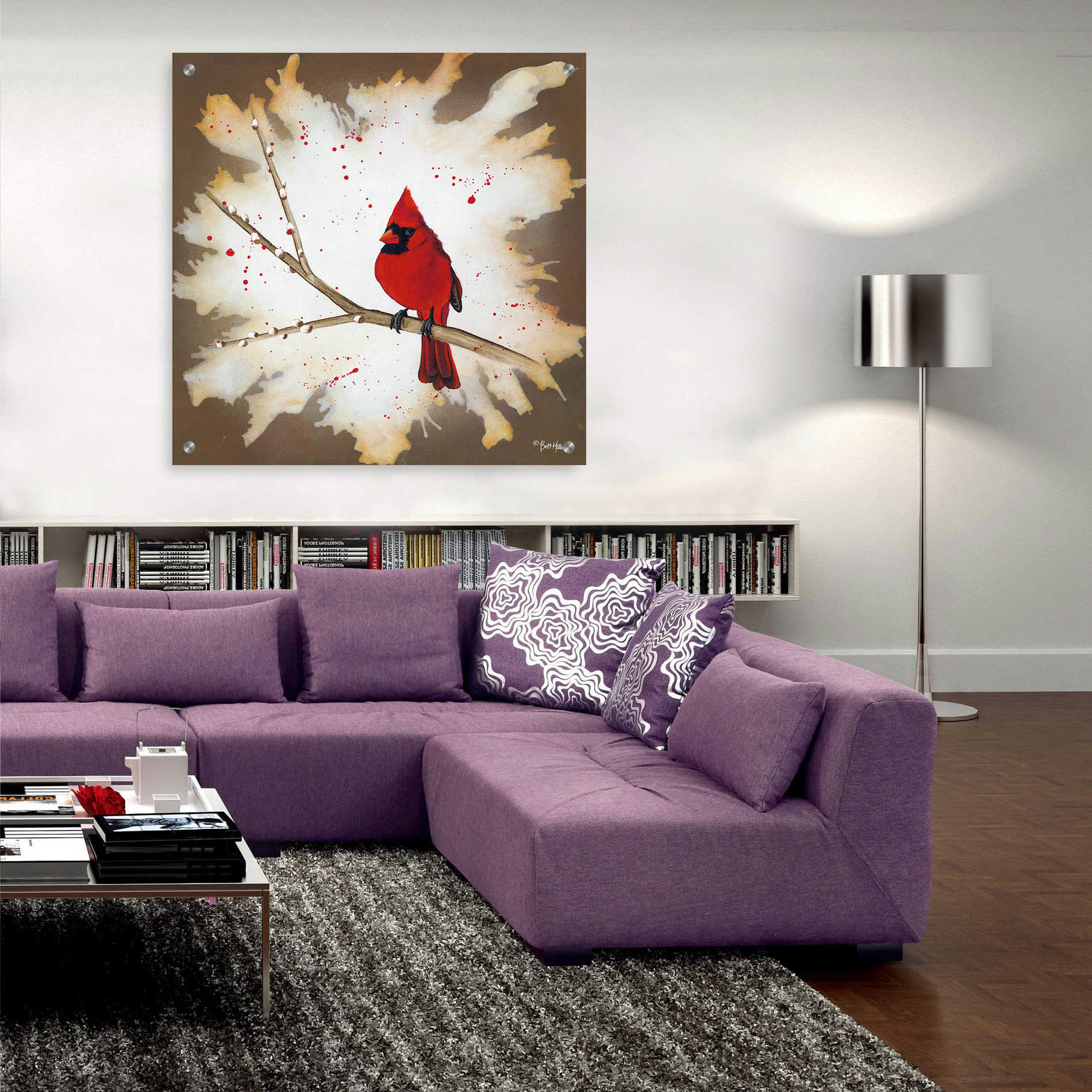 Epic Art 'Weathered Friends - Cardinal' by Britt Hallowell, Acrylic Glass Wall Art,36x36