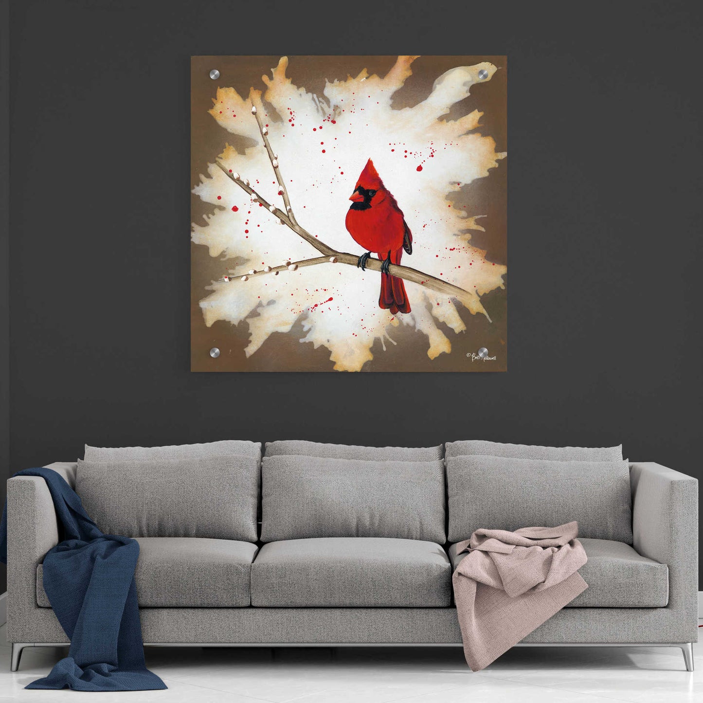 Epic Art 'Weathered Friends - Cardinal' by Britt Hallowell, Acrylic Glass Wall Art,36x36