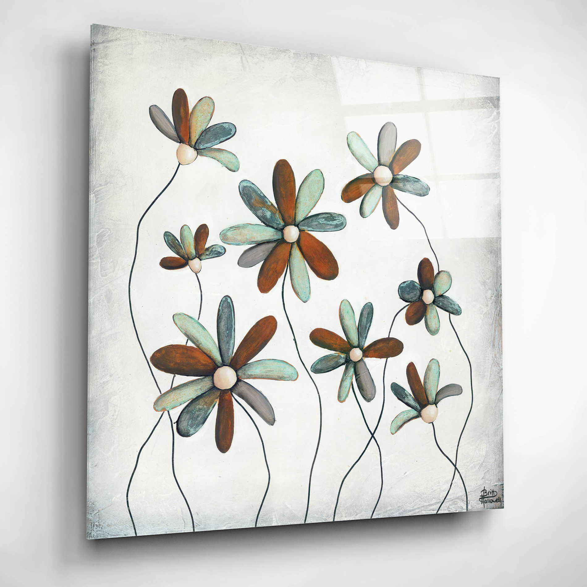 Epic Art 'Patina Petals I' by Britt Hallowell, Acrylic Glass Wall Art,12x12